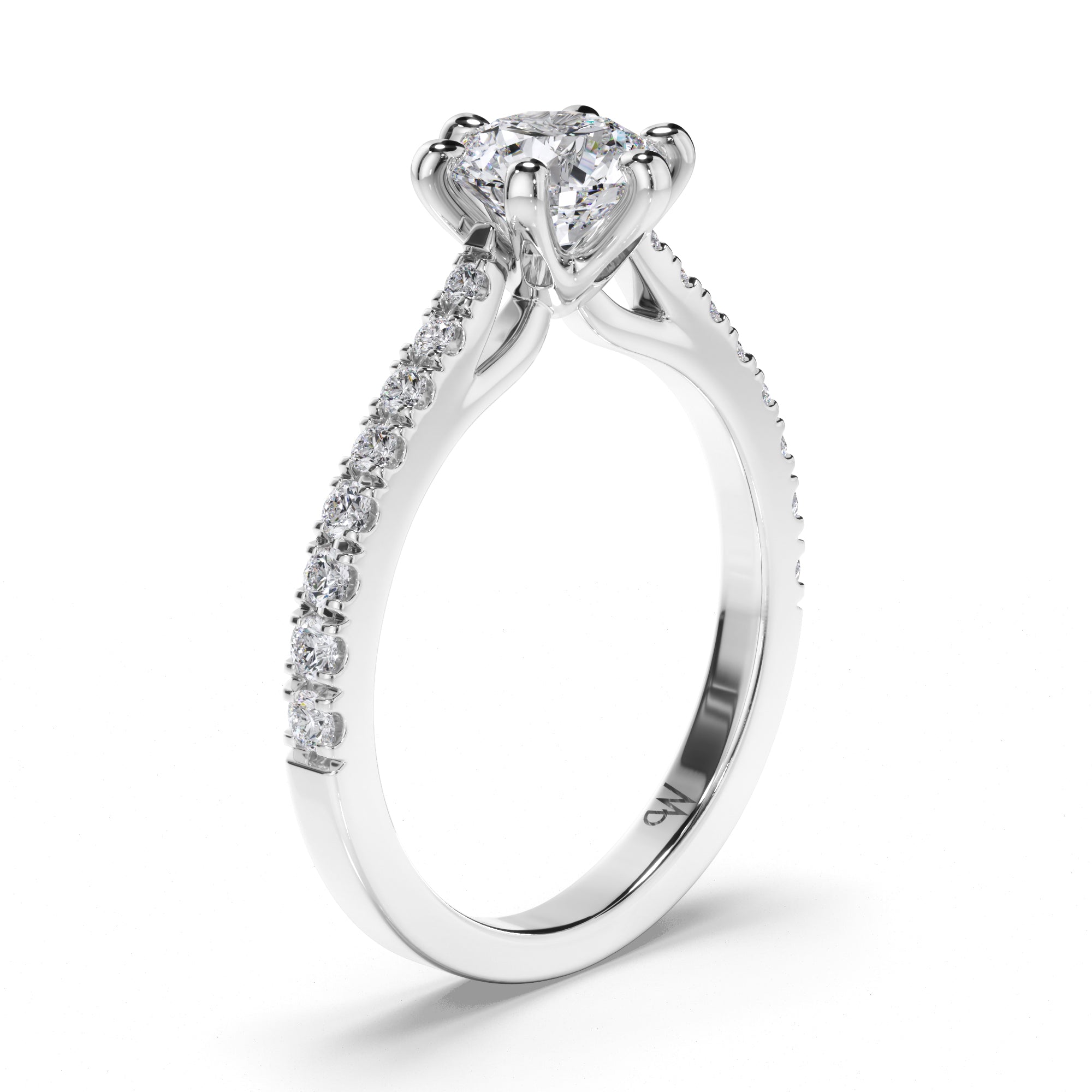 Round Diamond Engagement Ring with Cut Claw Band