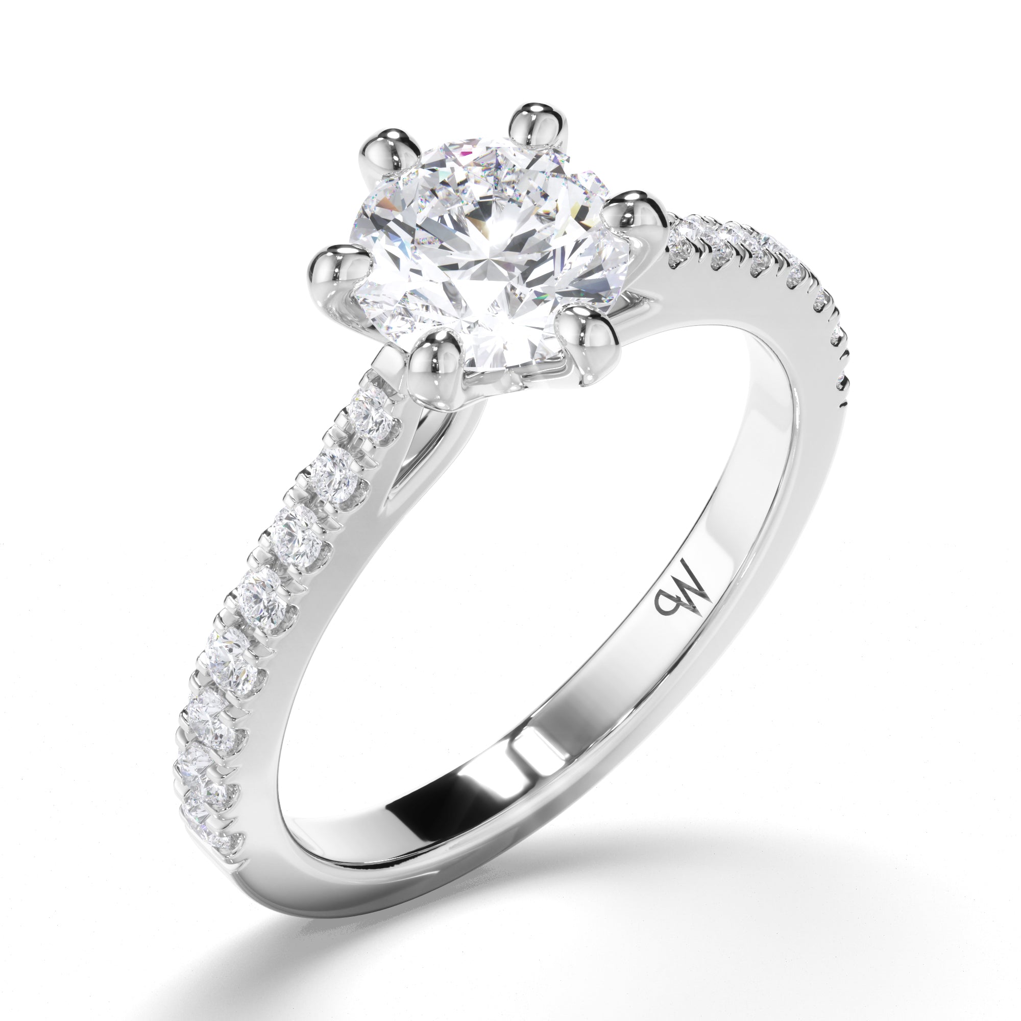 Round Diamond Engagement Ring with Cut Claw Band