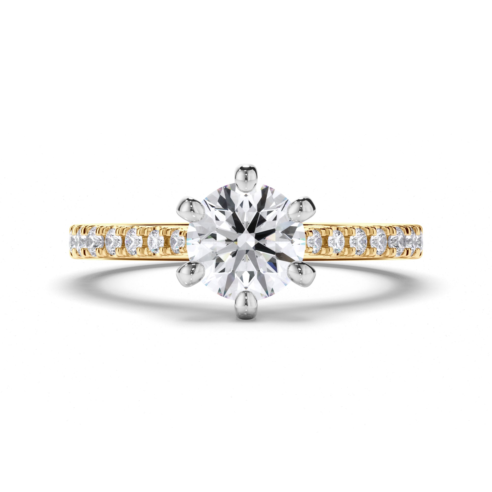 Round Diamond Engagement Ring with Cut Claw Band