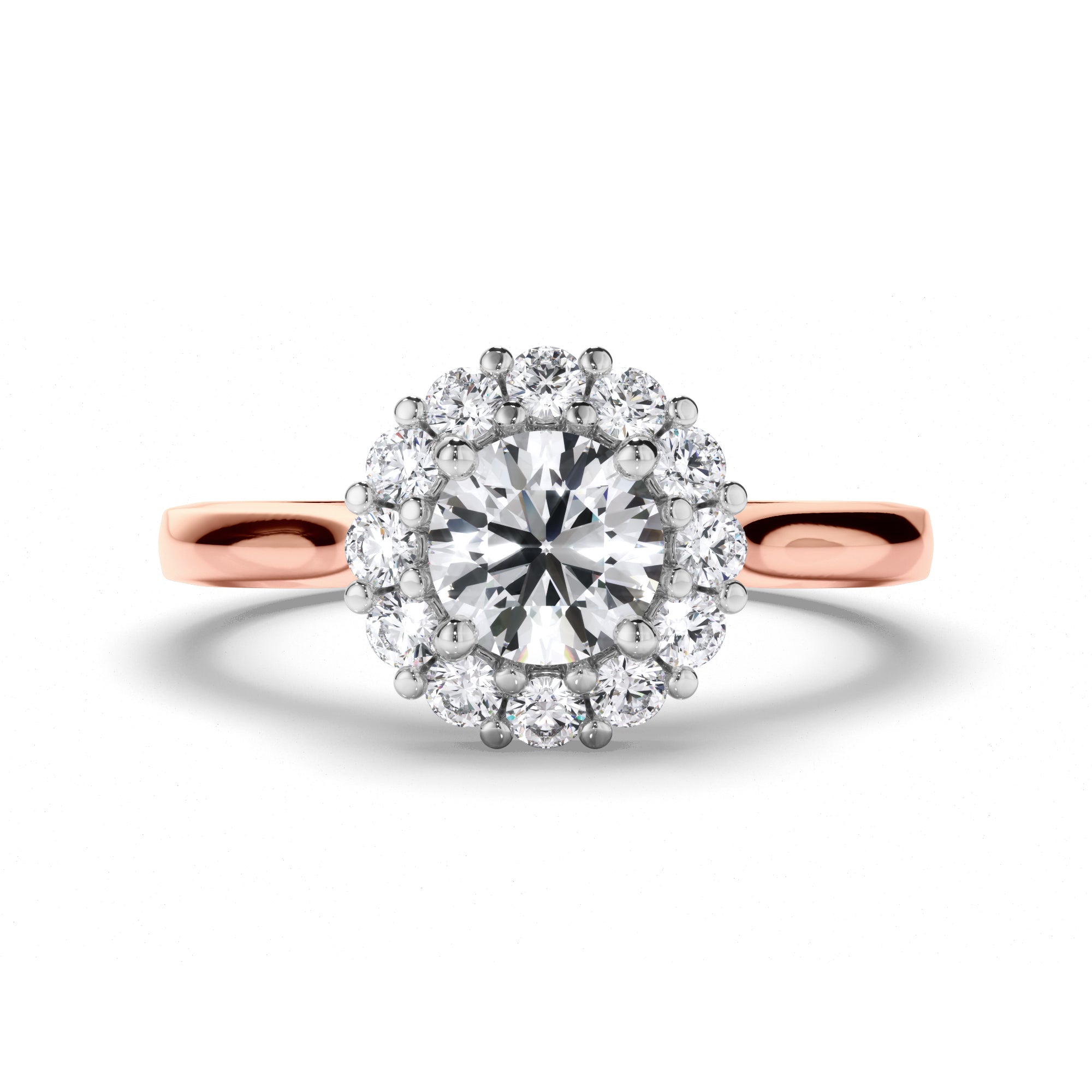 Round Diamond Engagement Ring with Cut Claw Halo