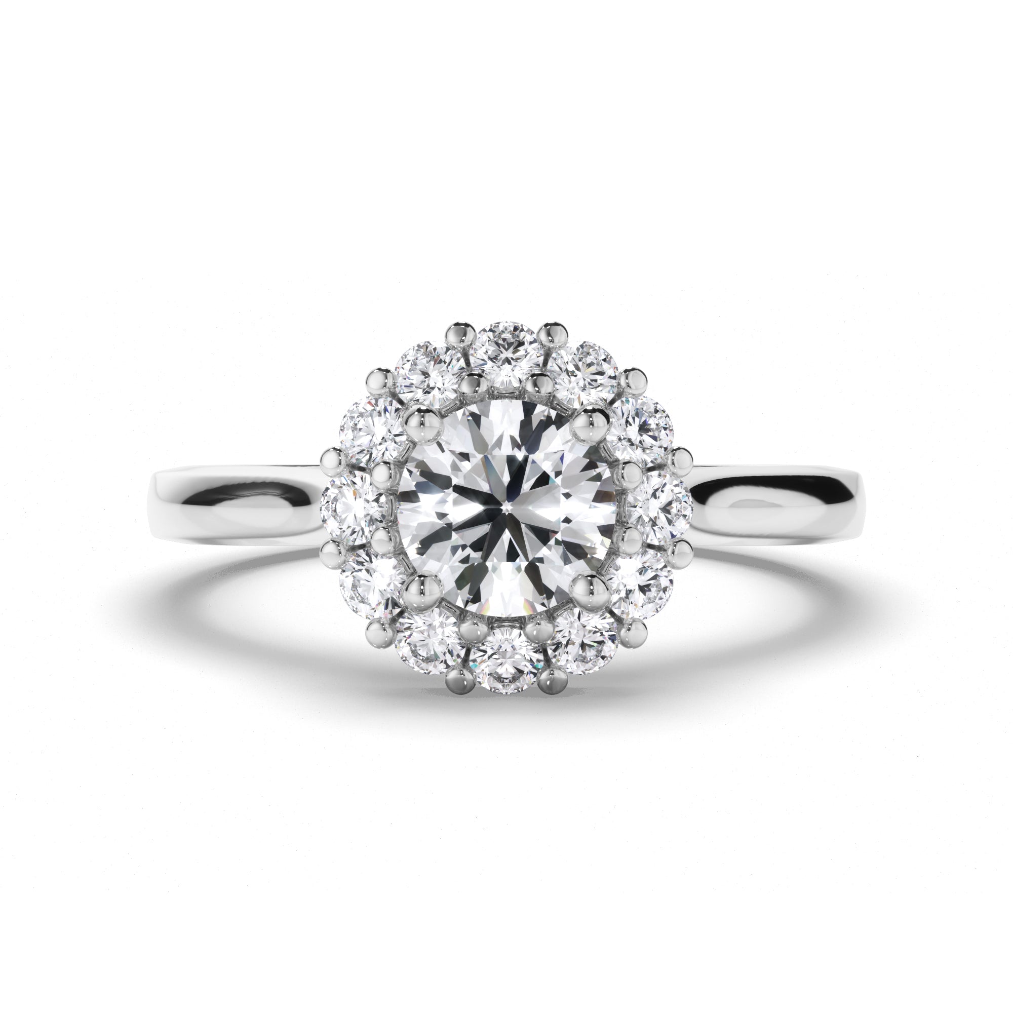 Round Diamond Engagement Ring with Cut Claw Halo