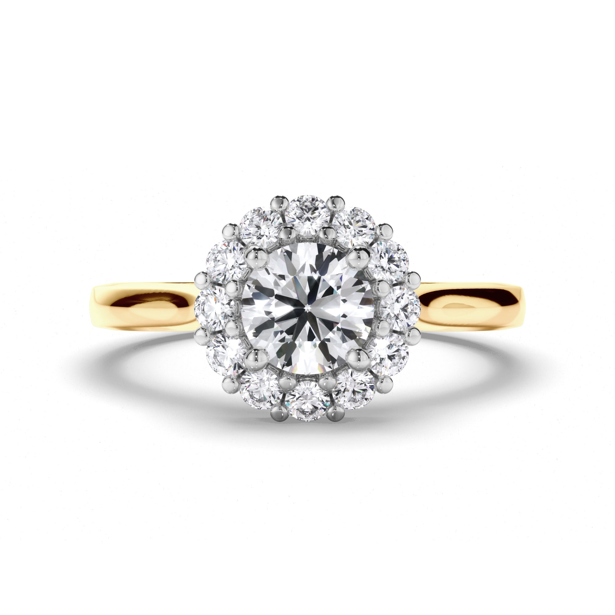 Round Diamond Engagement Ring with Cut Claw Halo