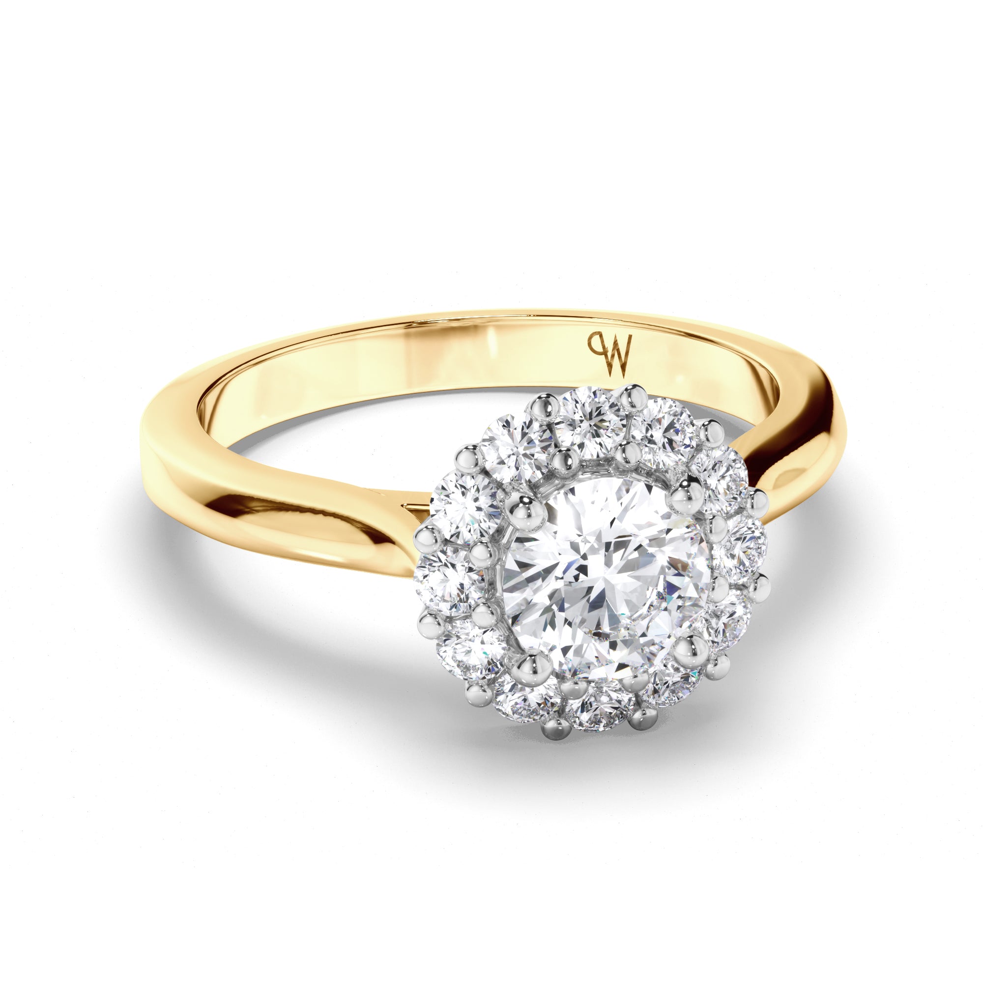 Round Diamond Engagement Ring with Cut Claw Halo