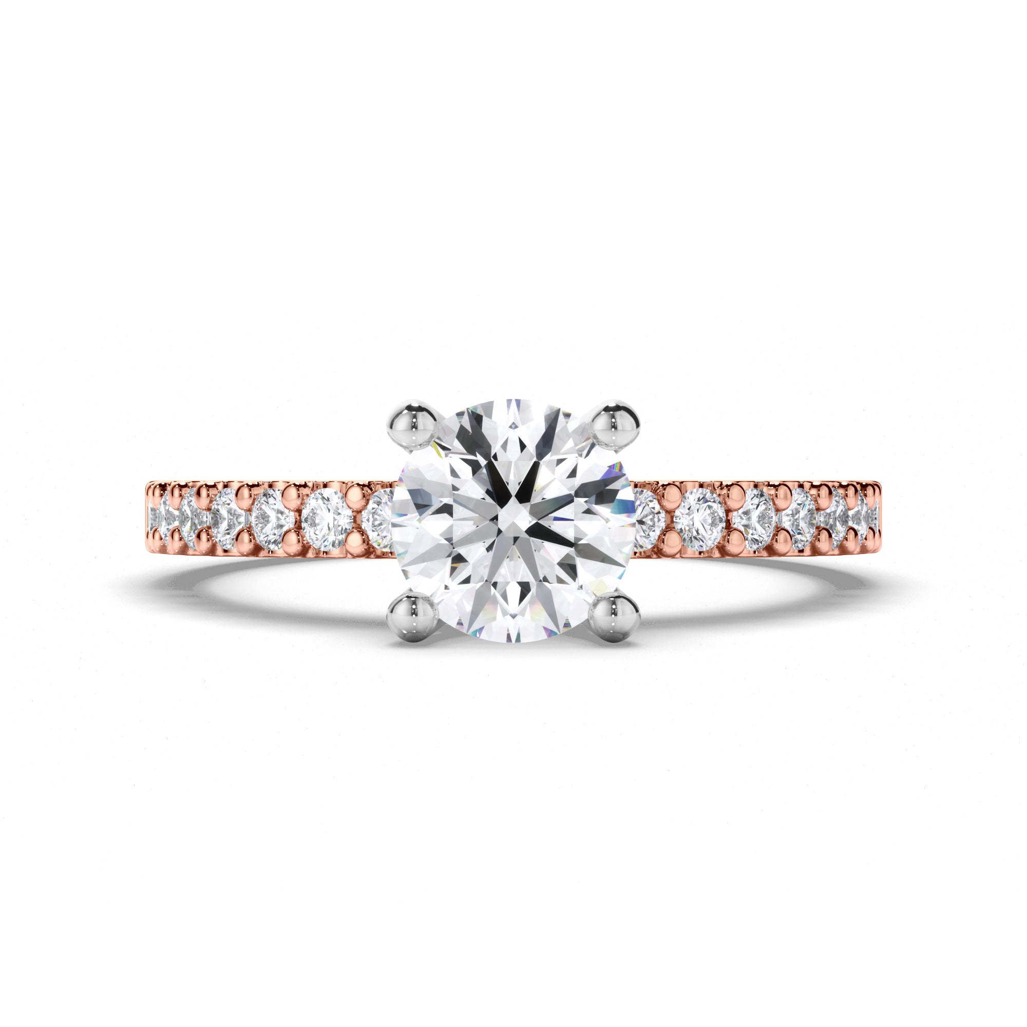 Round Diamond Engagement Ring with Cut Claw Band