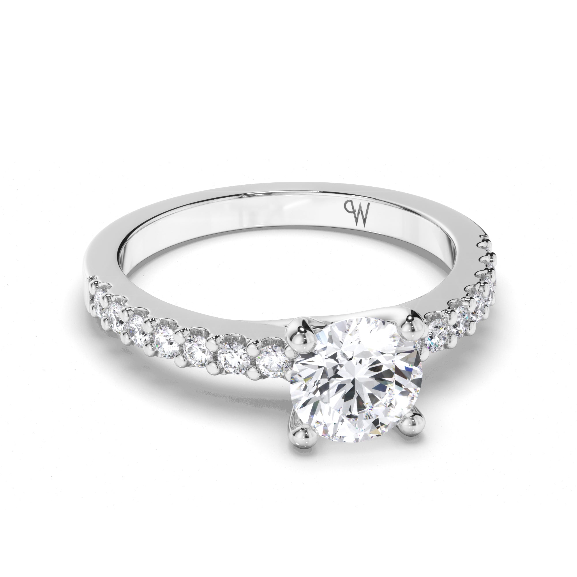 Round Diamond Engagement Ring with Cut Claw Band