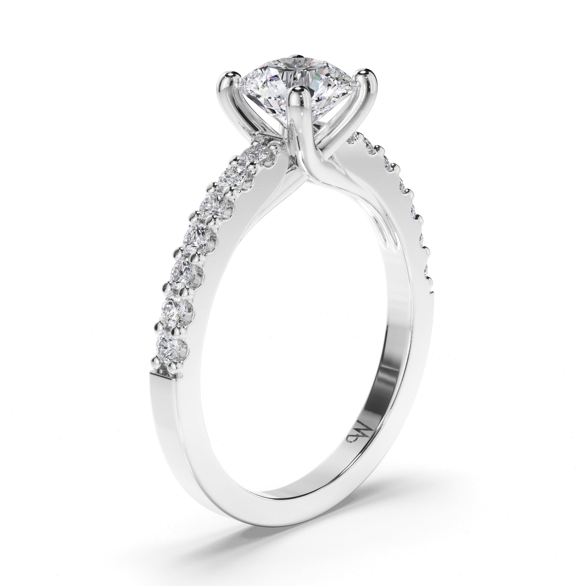 Round Diamond Engagement Ring with Cut Claw Band