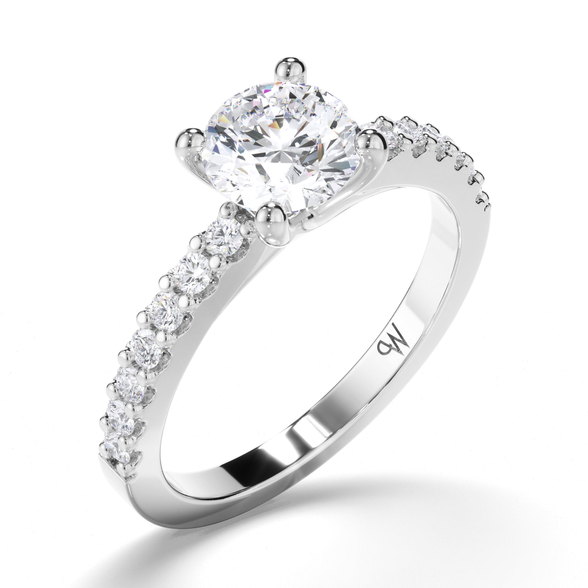Round Diamond Engagement Ring with Cut Claw Band