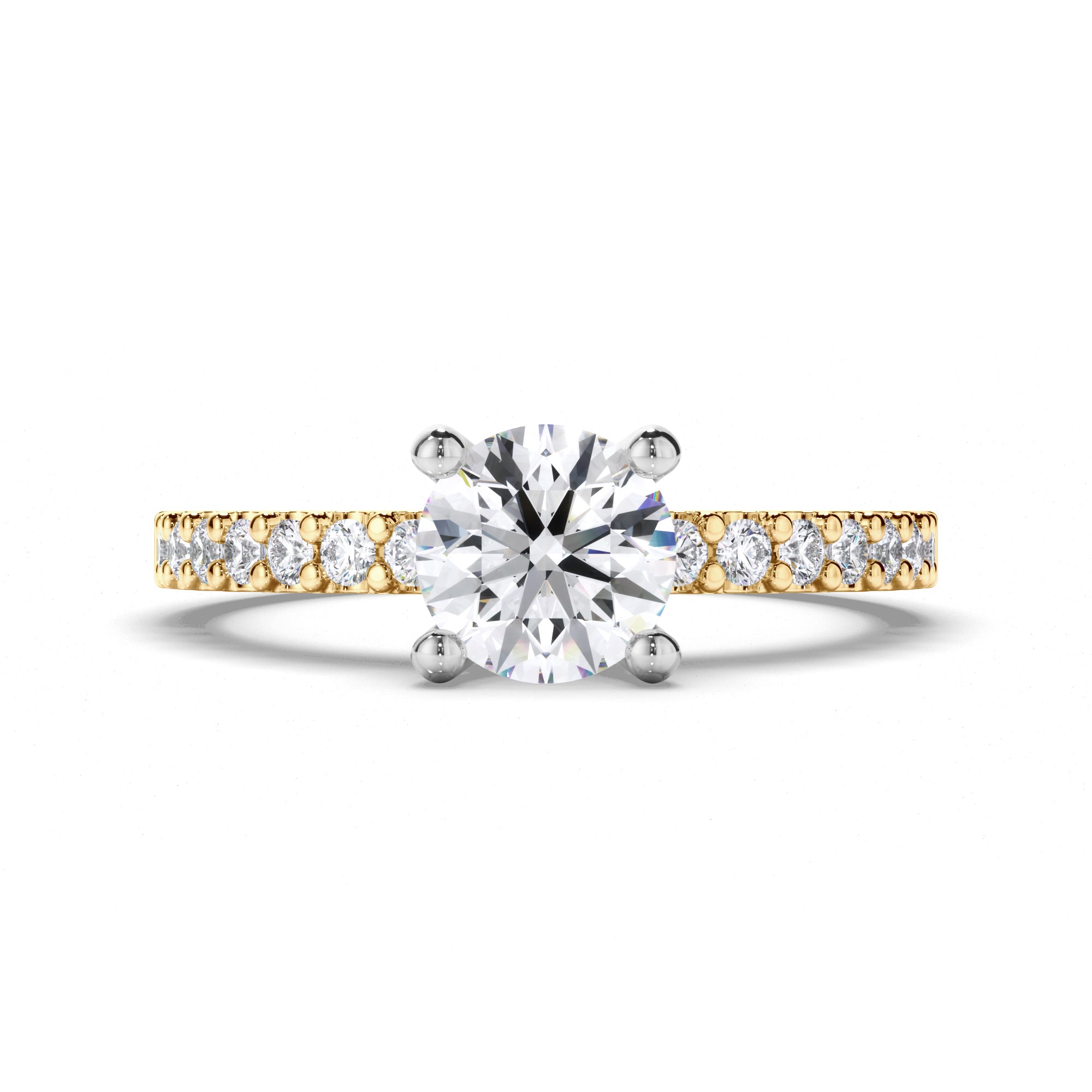 Round Diamond Engagement Ring with Cut Claw Band
