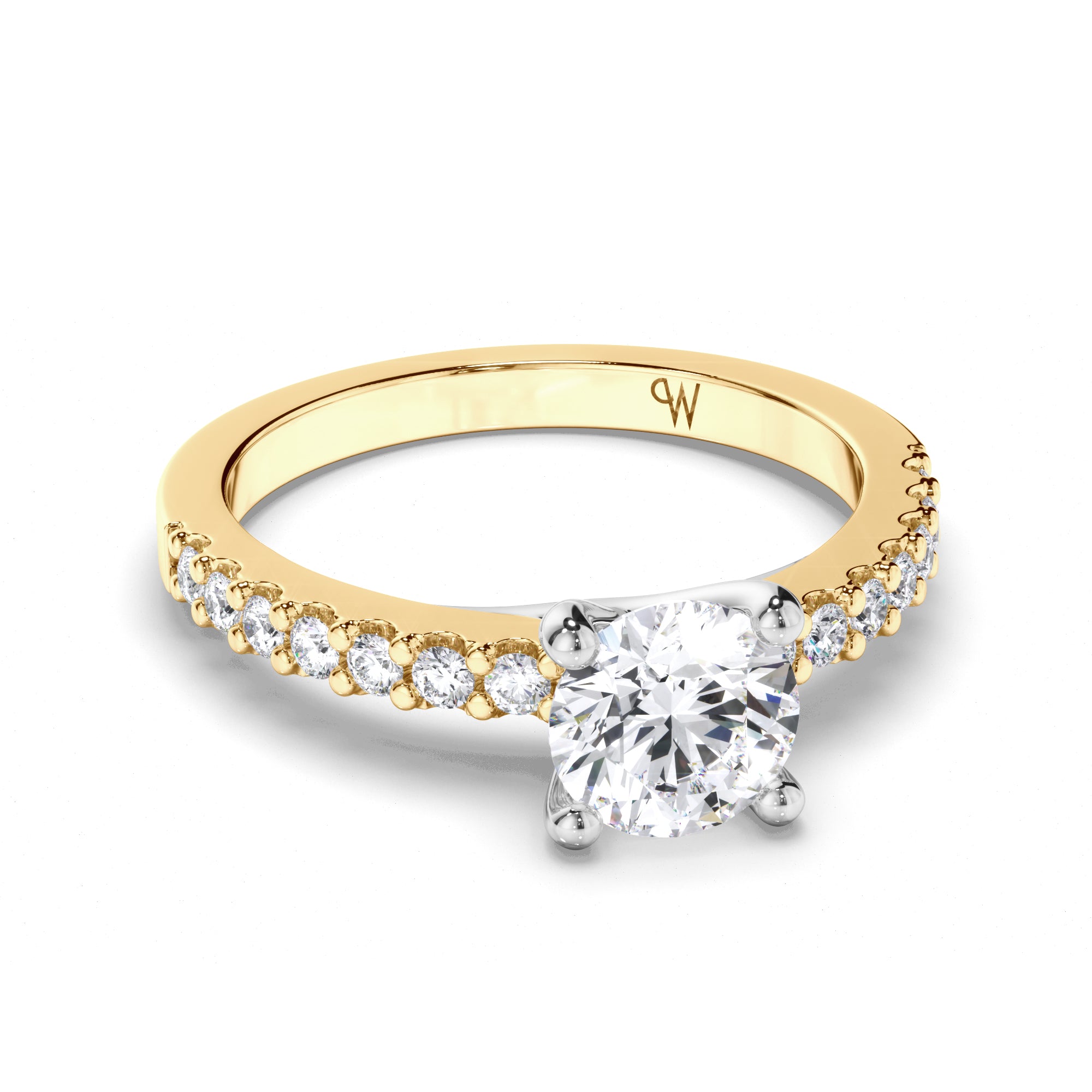 Round Diamond Engagement Ring with Cut Claw Band