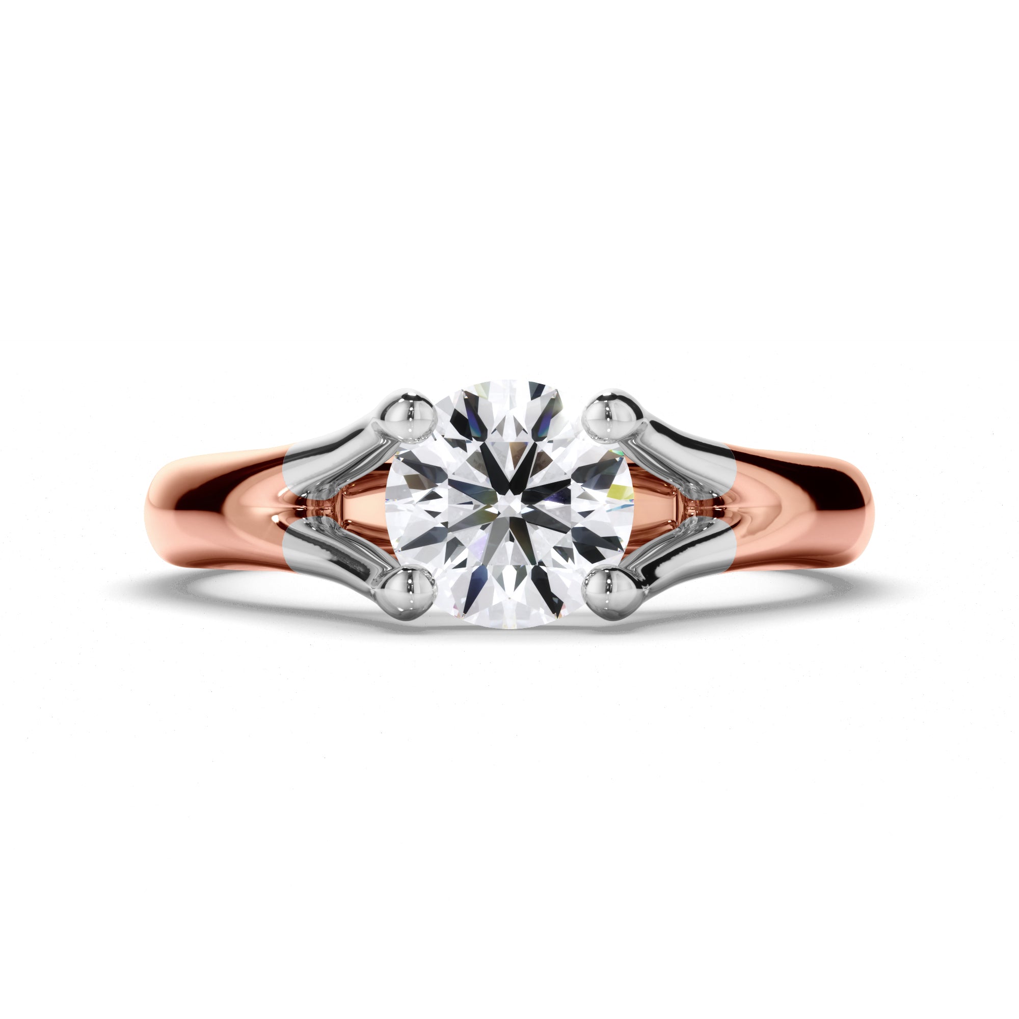 Round Diamond Solitaire Engagement Ring with Split Band