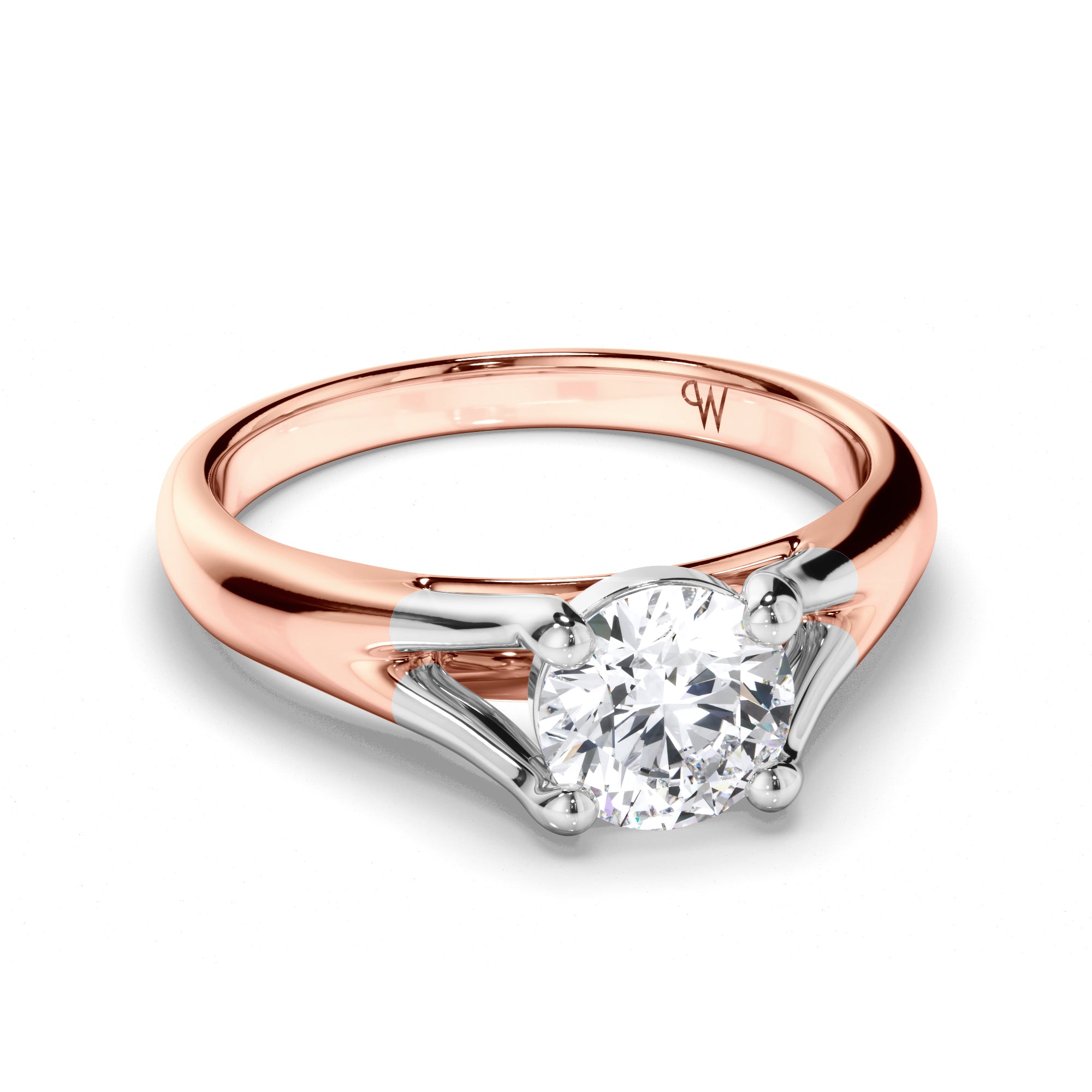 Round Diamond Solitaire Engagement Ring with Split Band