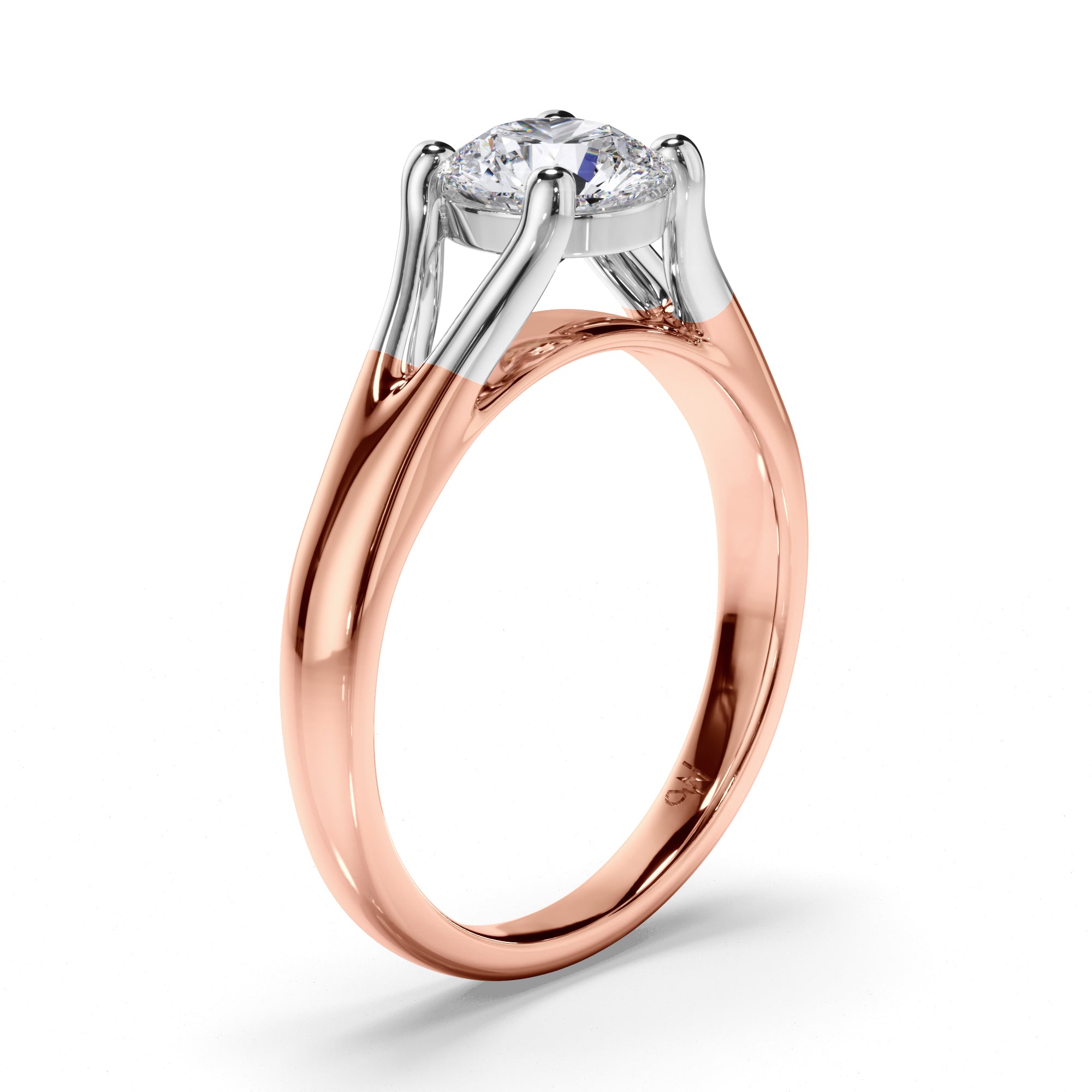 Round Diamond Solitaire Engagement Ring with Split Band