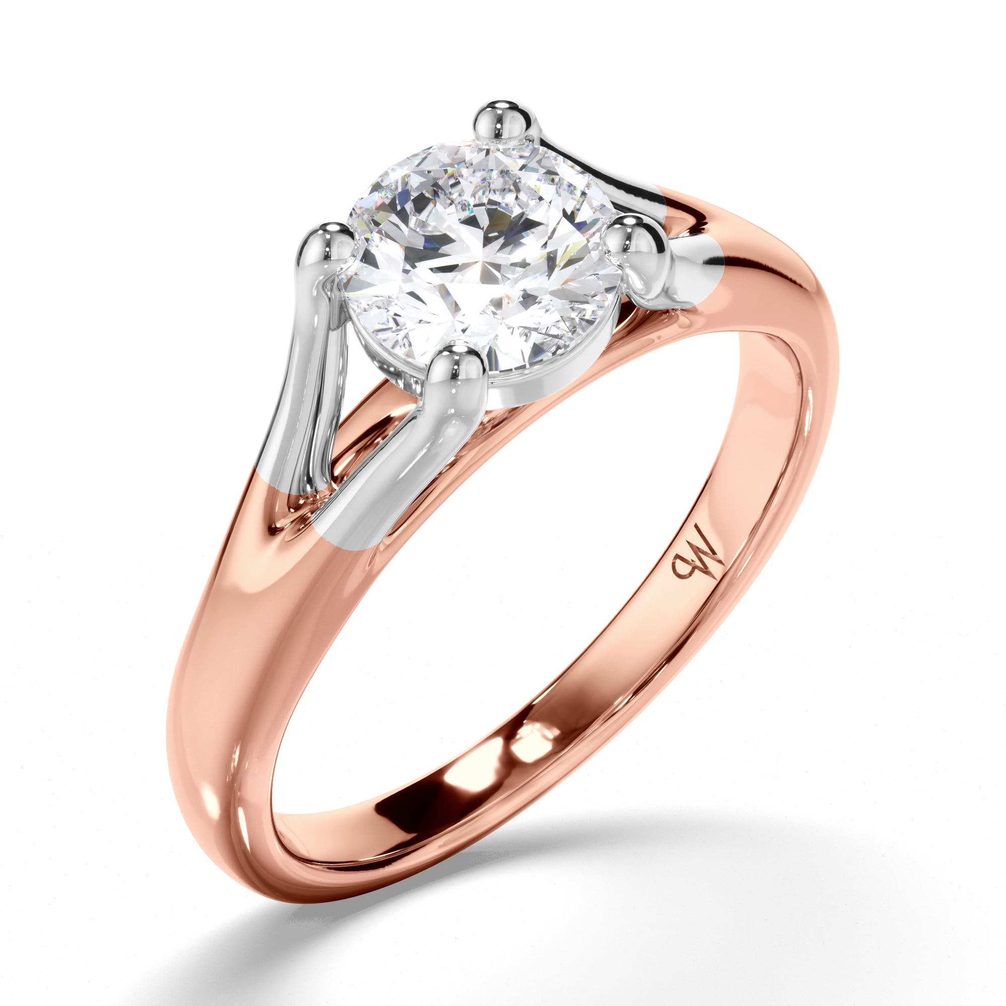 Round Diamond Solitaire Engagement Ring with Split Band