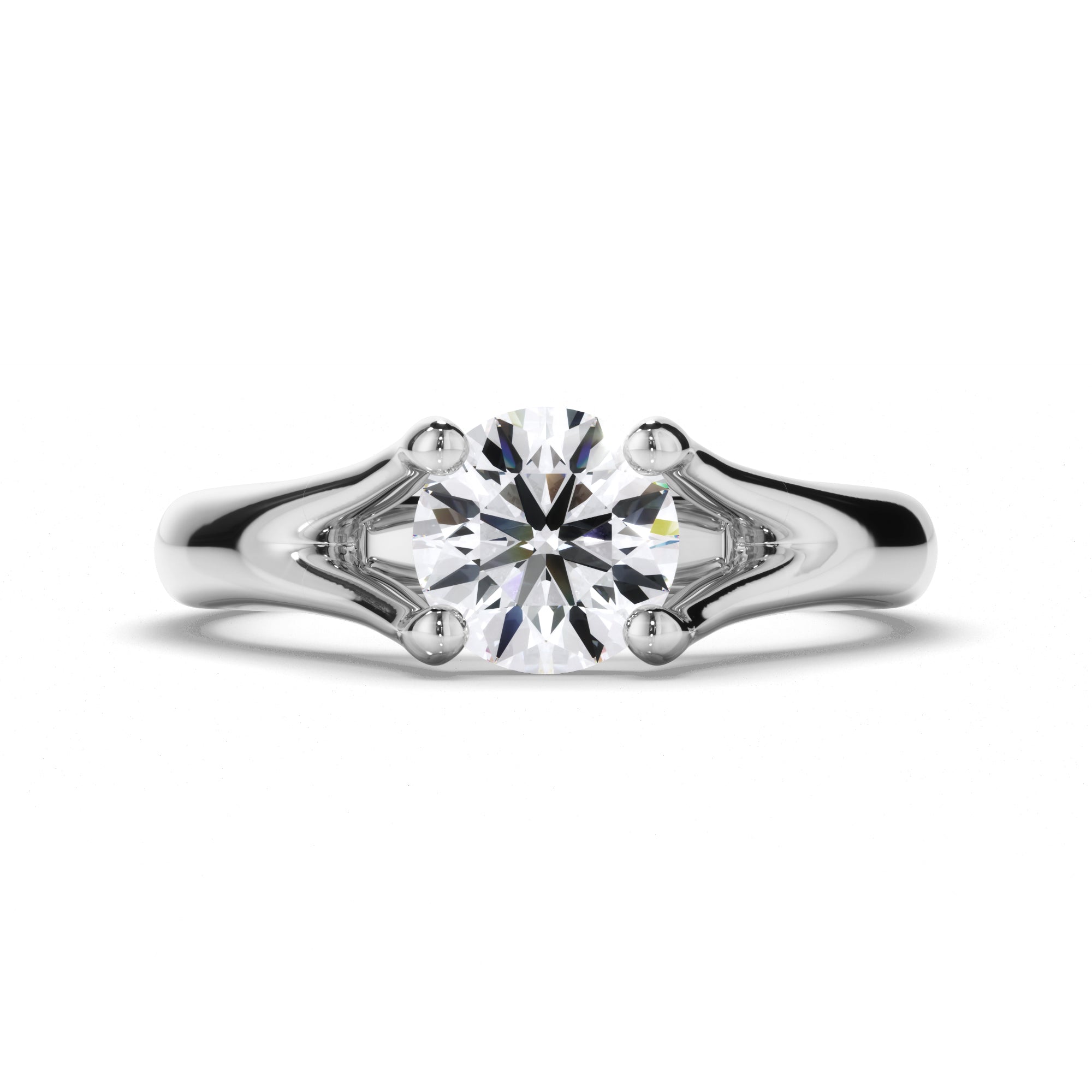 Round Diamond Solitaire Engagement Ring with Split Band