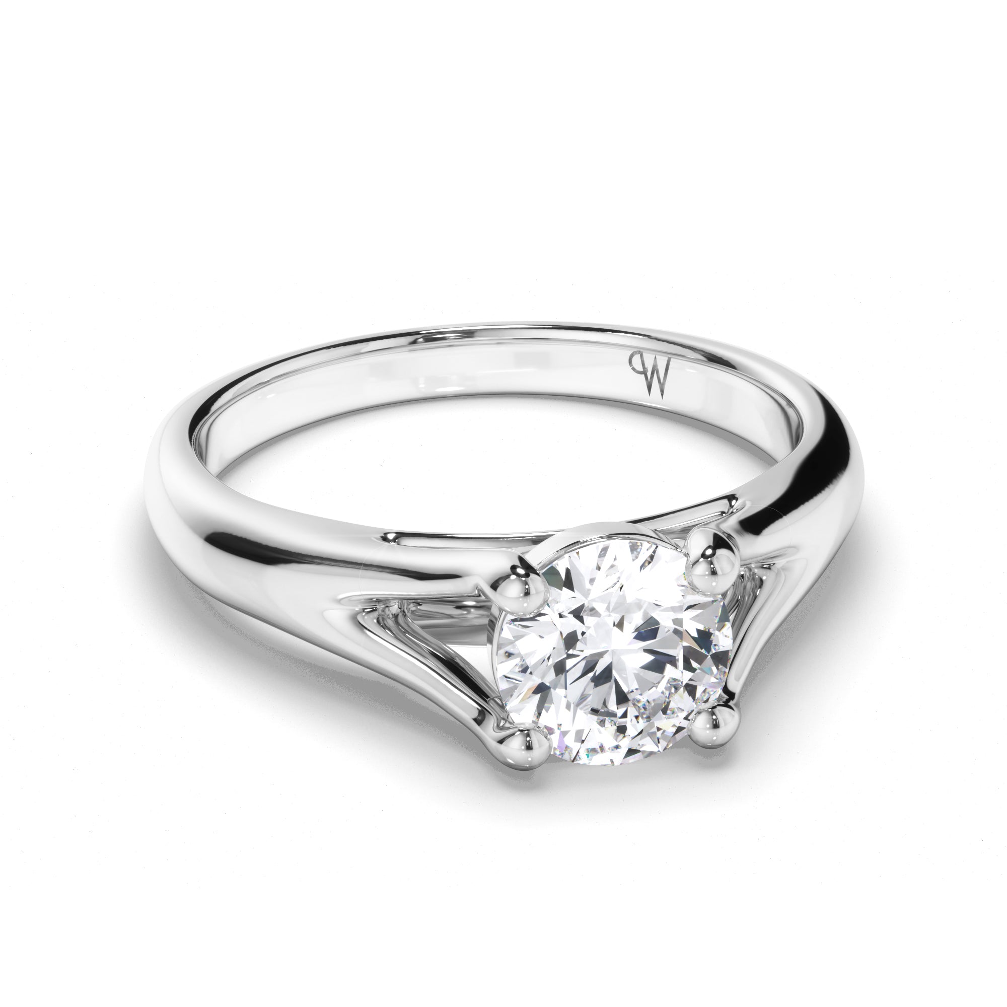 Round Diamond Solitaire Engagement Ring with Split Band