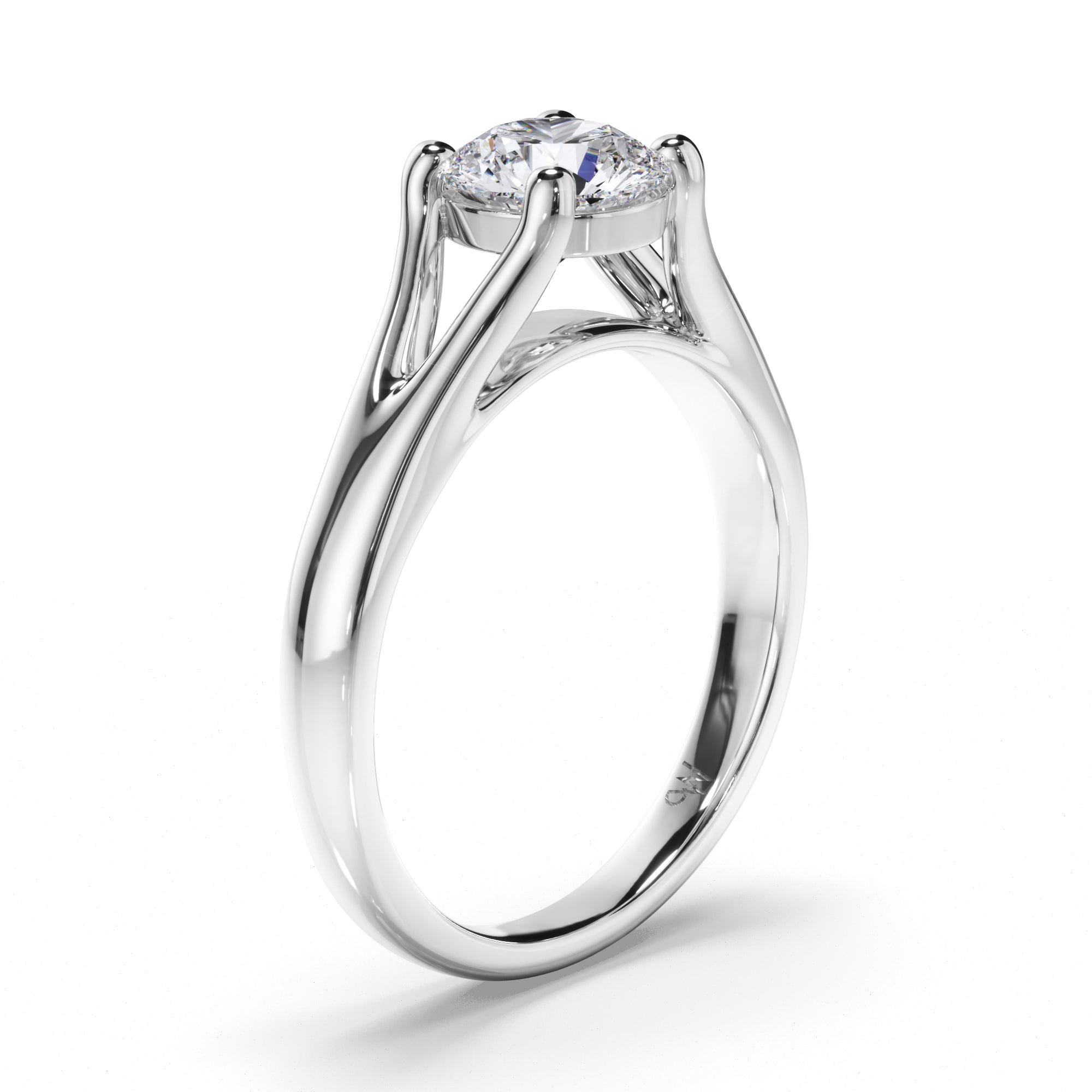 Round Diamond Solitaire Engagement Ring with Split Band