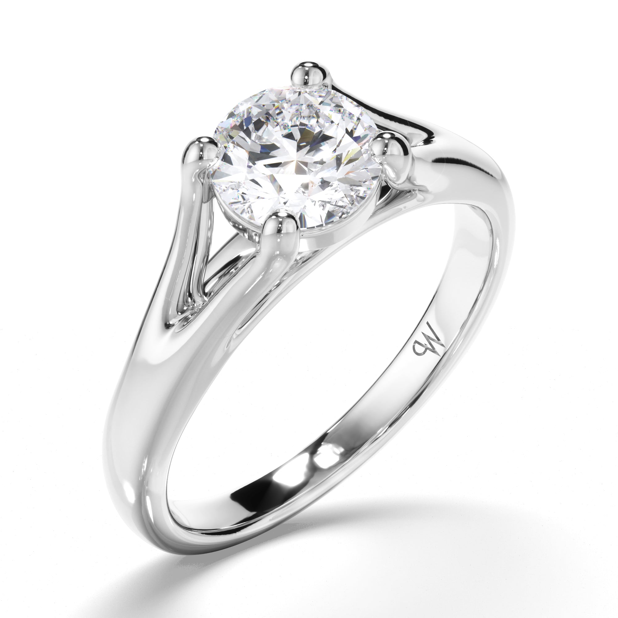 Round Diamond Solitaire Engagement Ring with Split Band