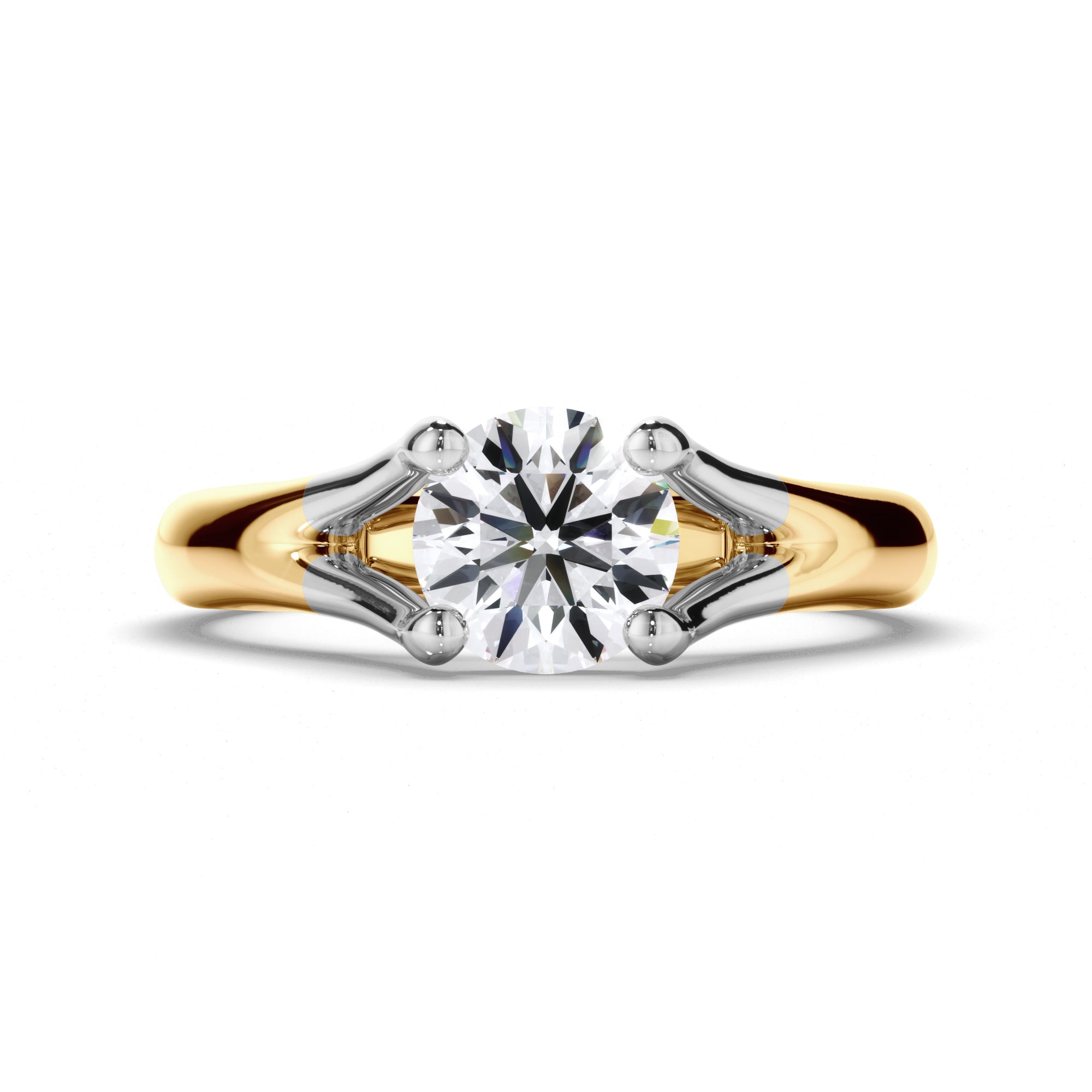 Round Diamond Solitaire Engagement Ring with Split Band
