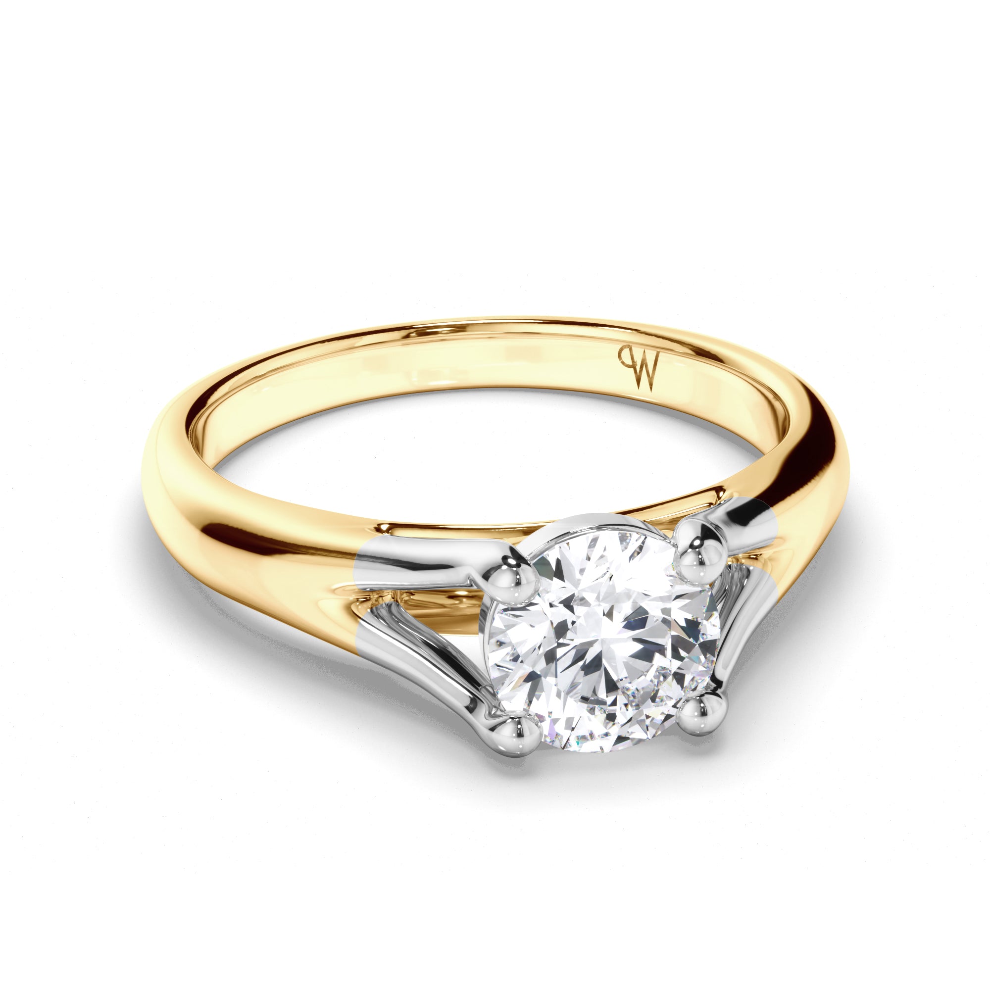 Round Diamond Solitaire Engagement Ring with Split Band
