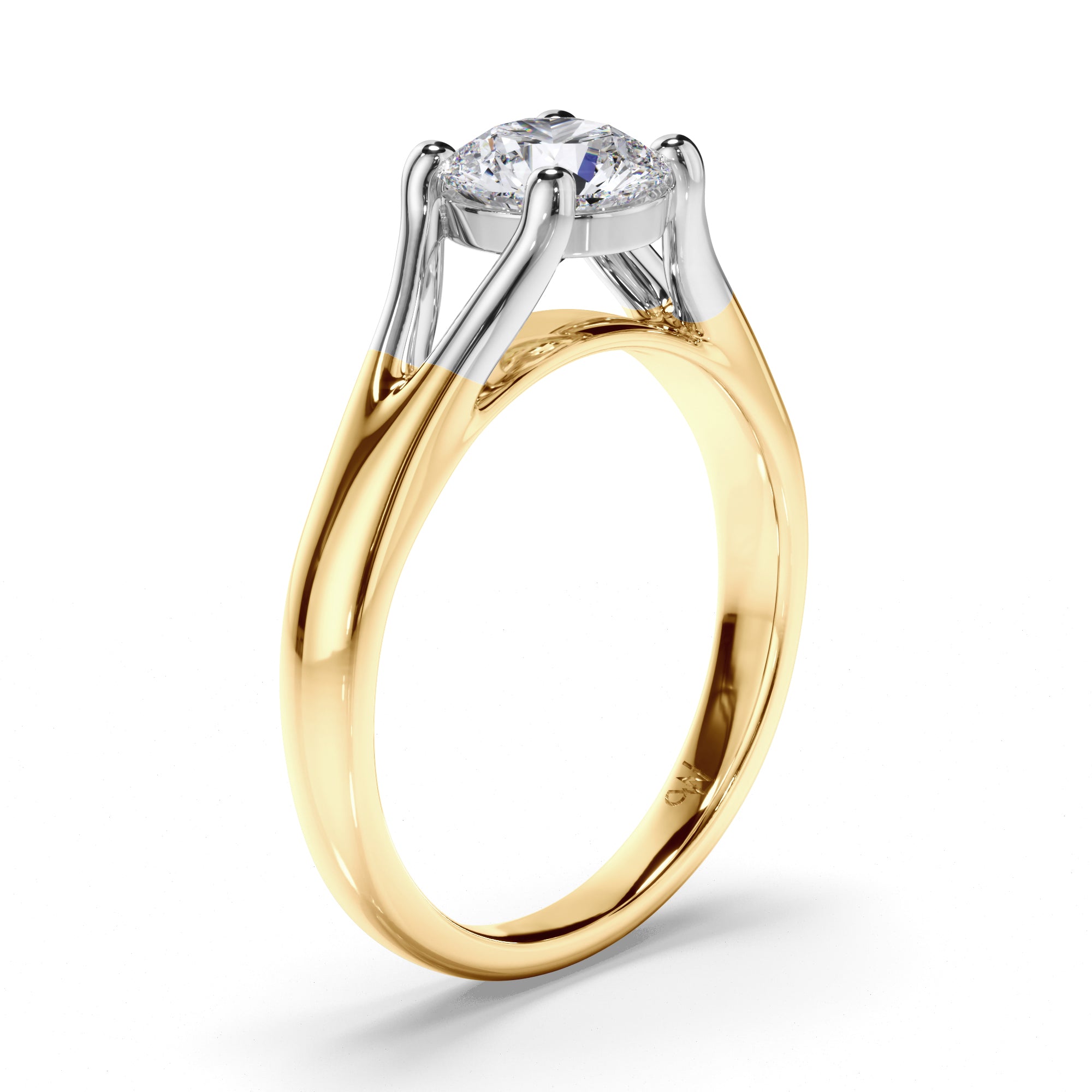 Round Diamond Solitaire Engagement Ring with Split Band