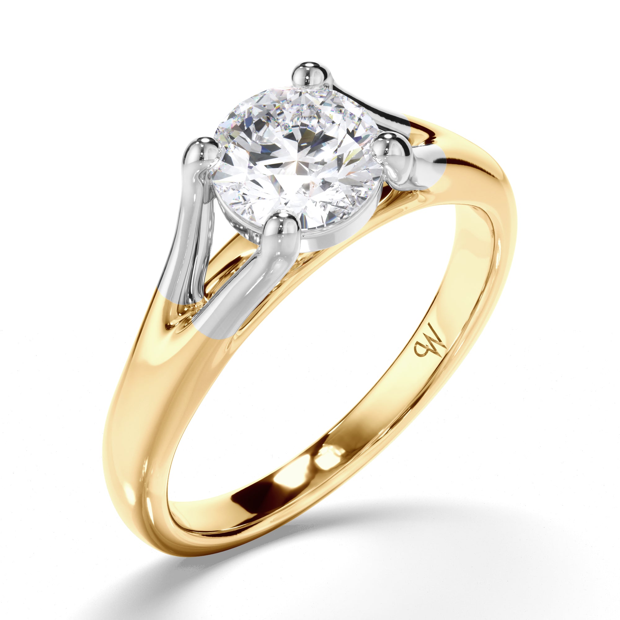 Round Diamond Solitaire Engagement Ring with Split Band