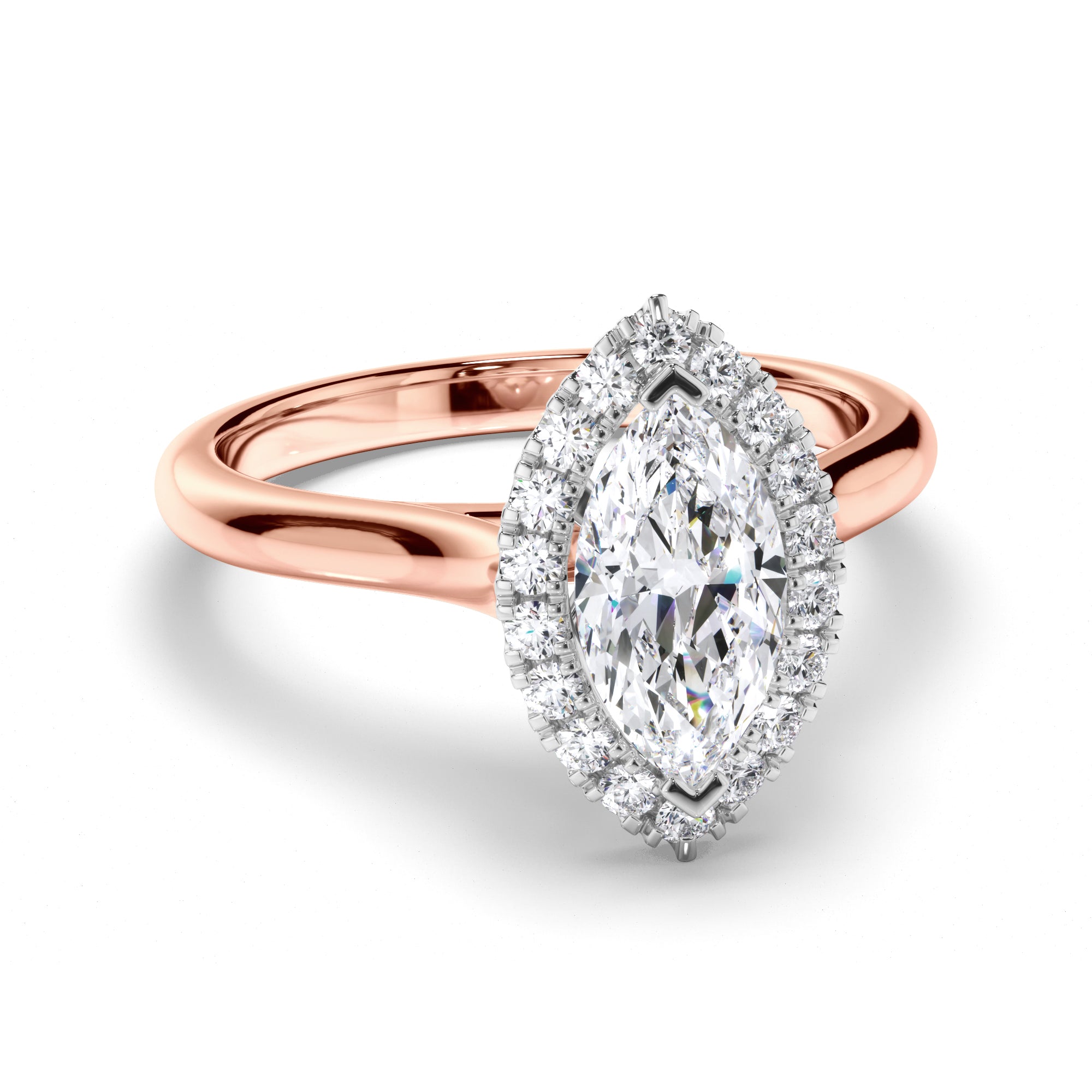 Marquise Diamond Engagement Ring with Cut Claw Halo