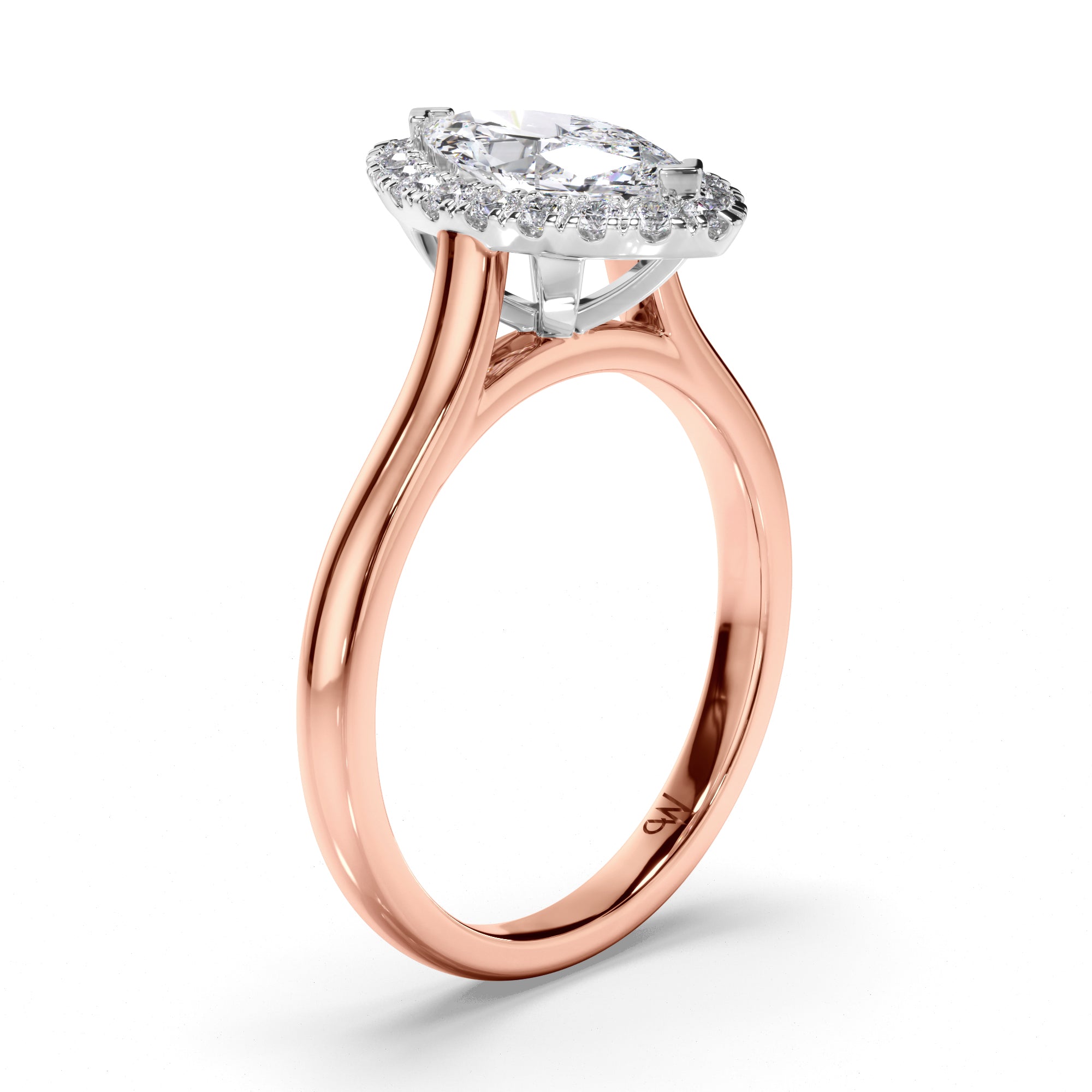 Marquise Diamond Engagement Ring with Cut Claw Halo