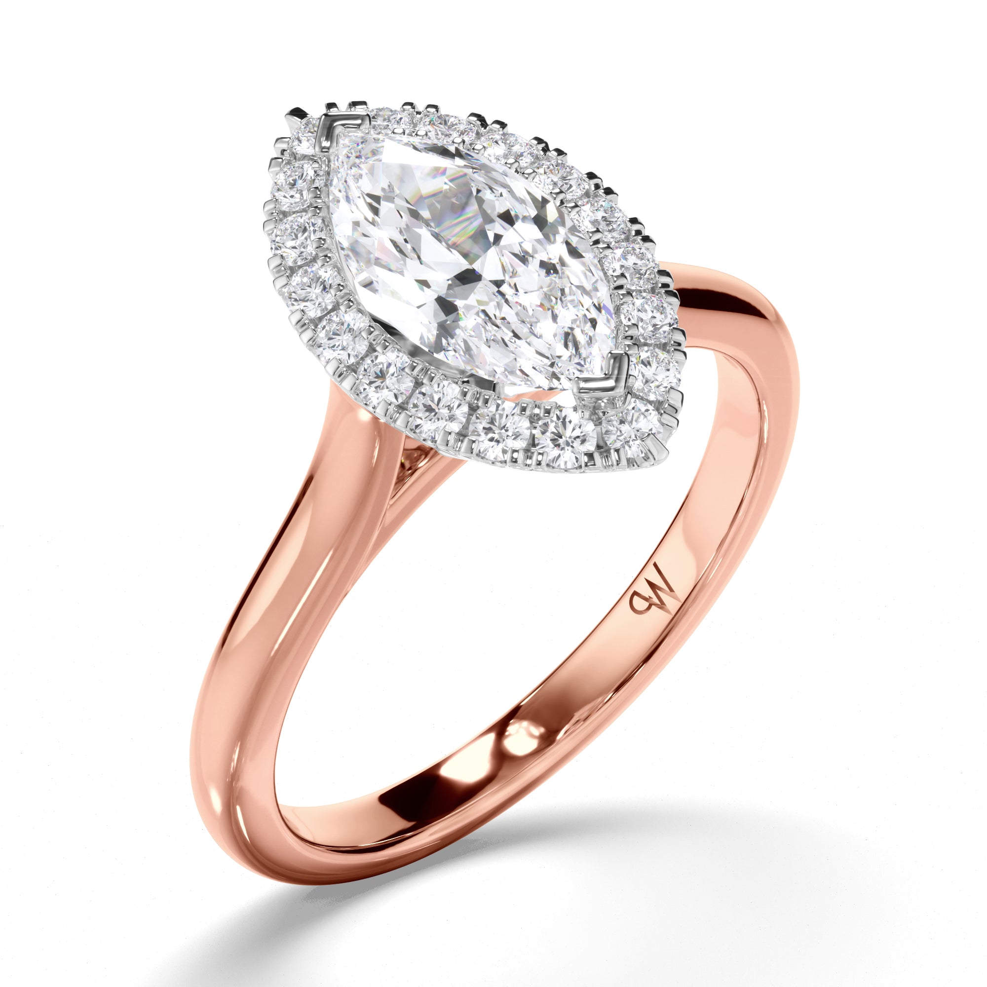 Marquise Diamond Engagement Ring with Cut Claw Halo