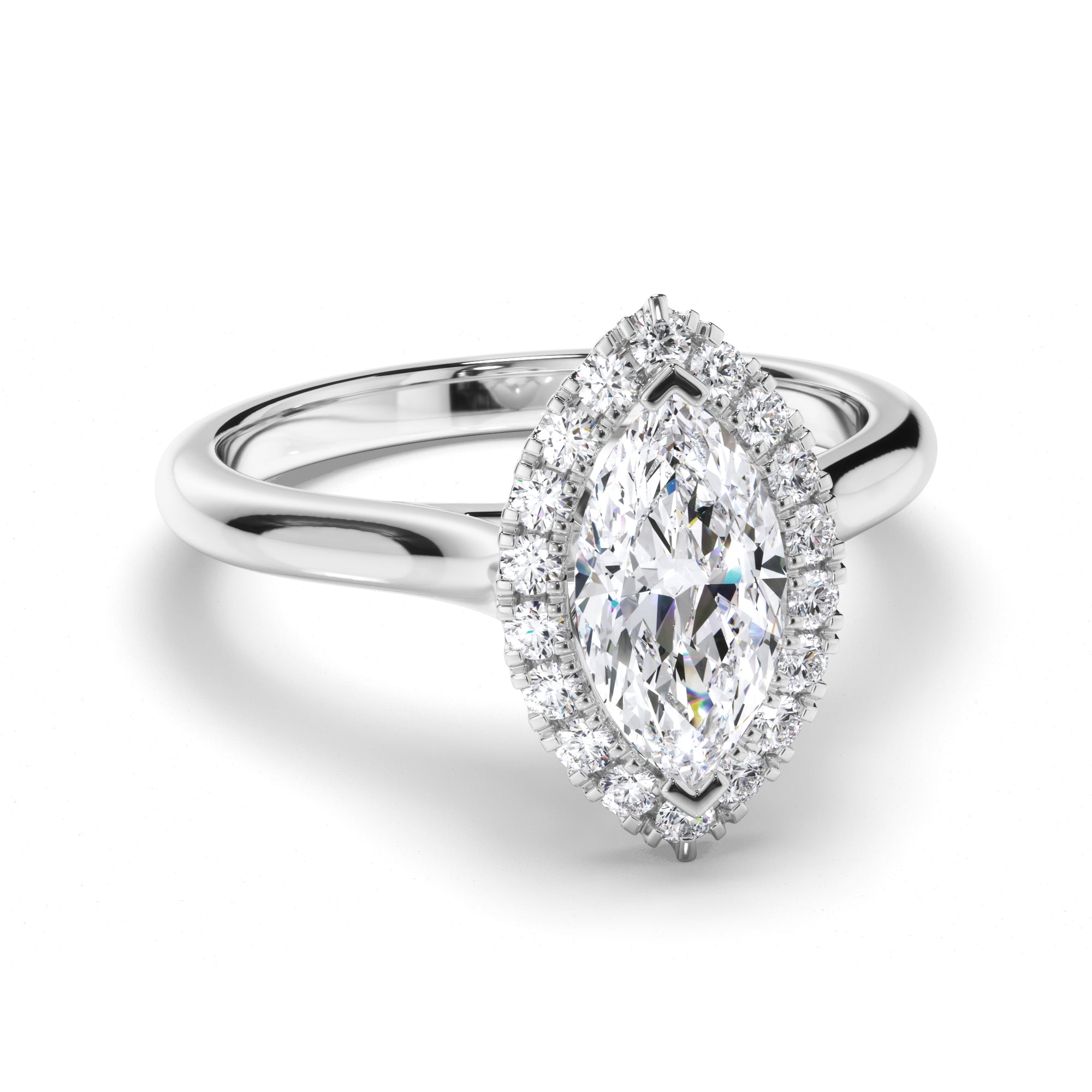 Marquise Diamond Engagement Ring with Cut Claw Halo