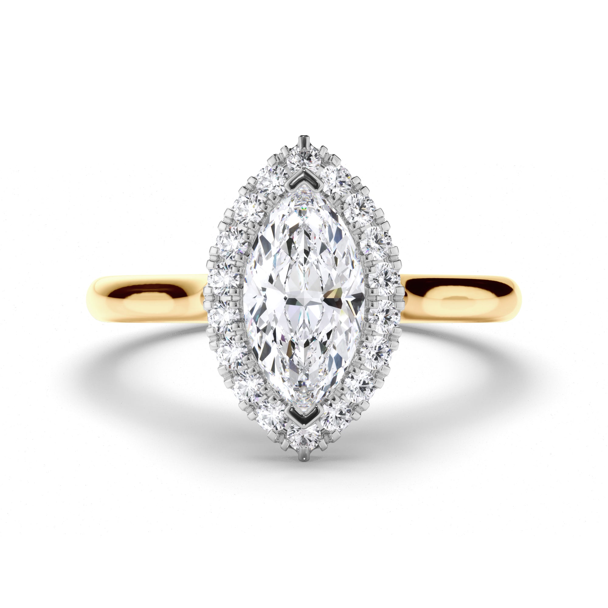 Marquise Diamond Engagement Ring with Cut Claw Halo