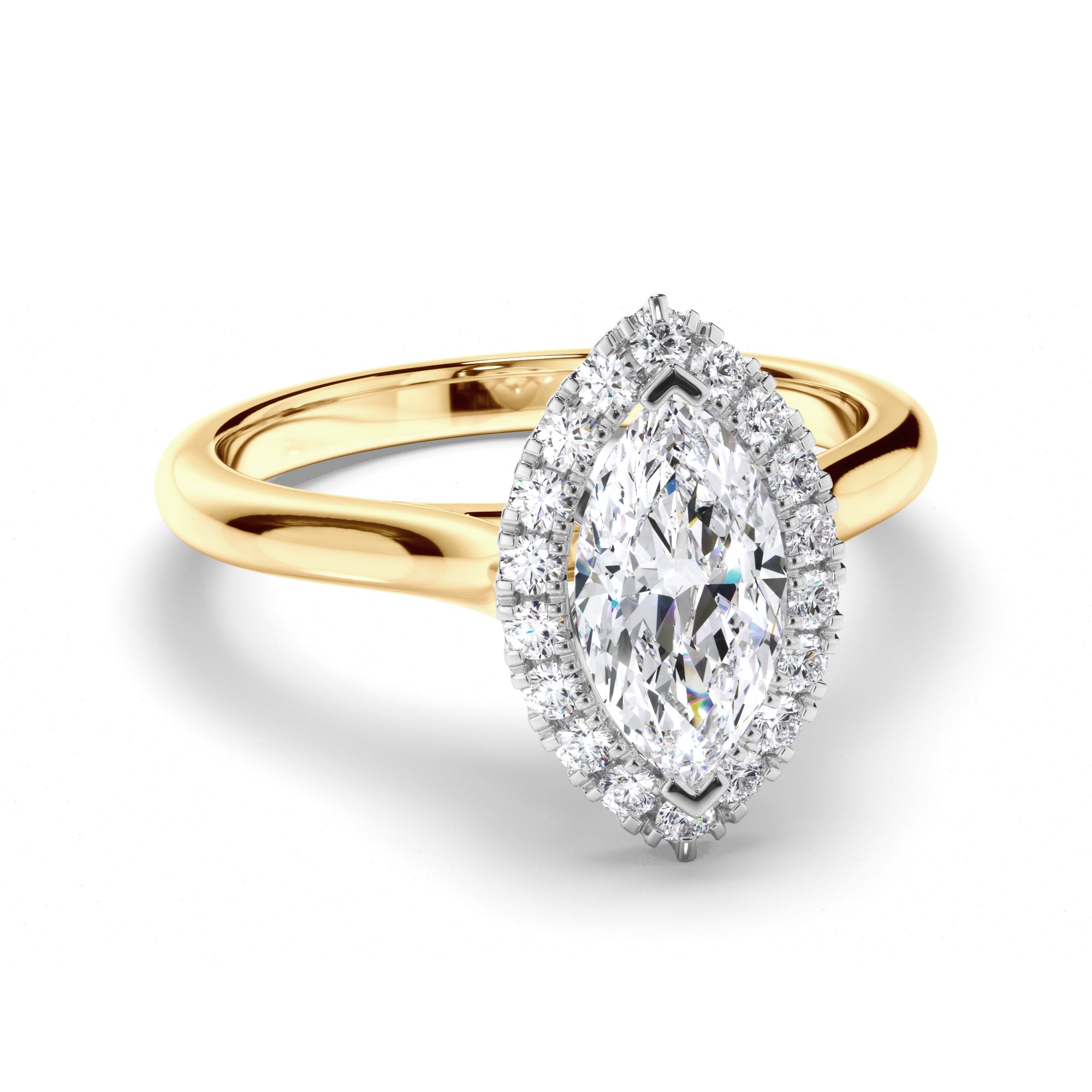 Marquise Diamond Engagement Ring with Cut Claw Halo