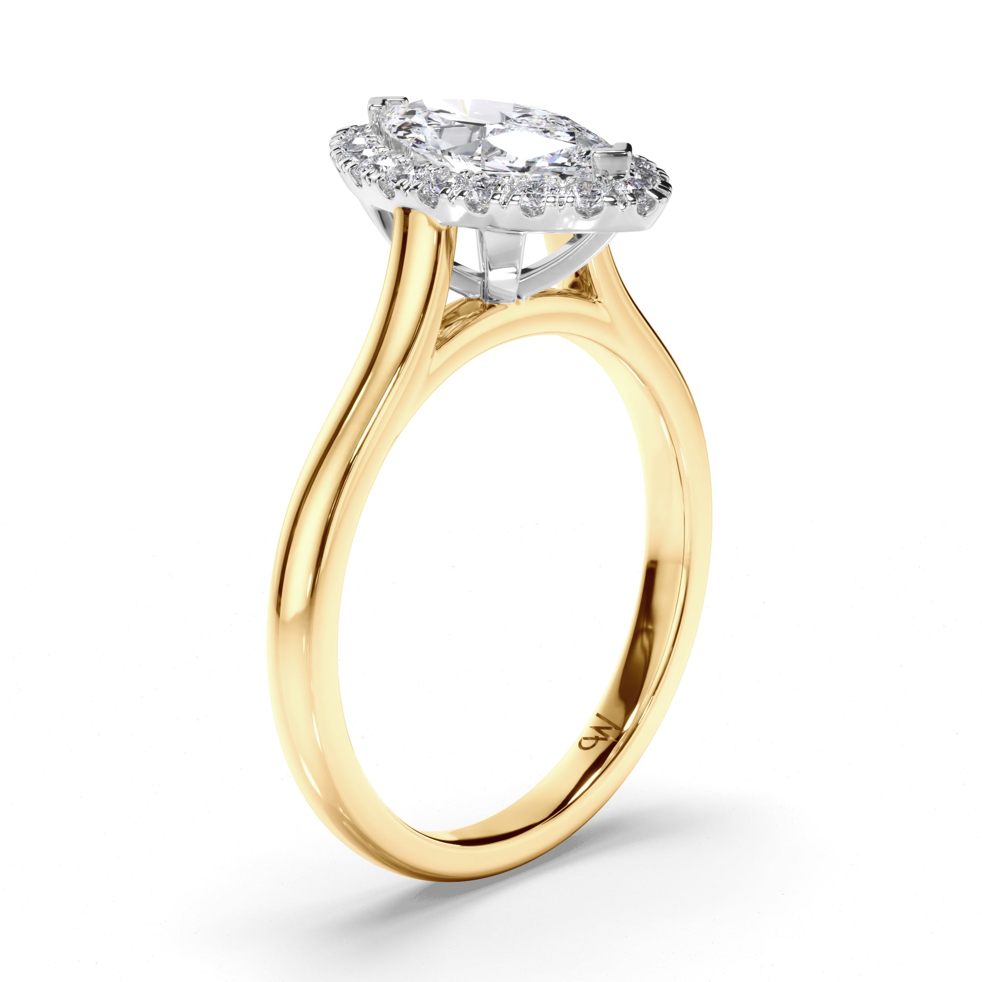 Marquise Diamond Engagement Ring with Cut Claw Halo