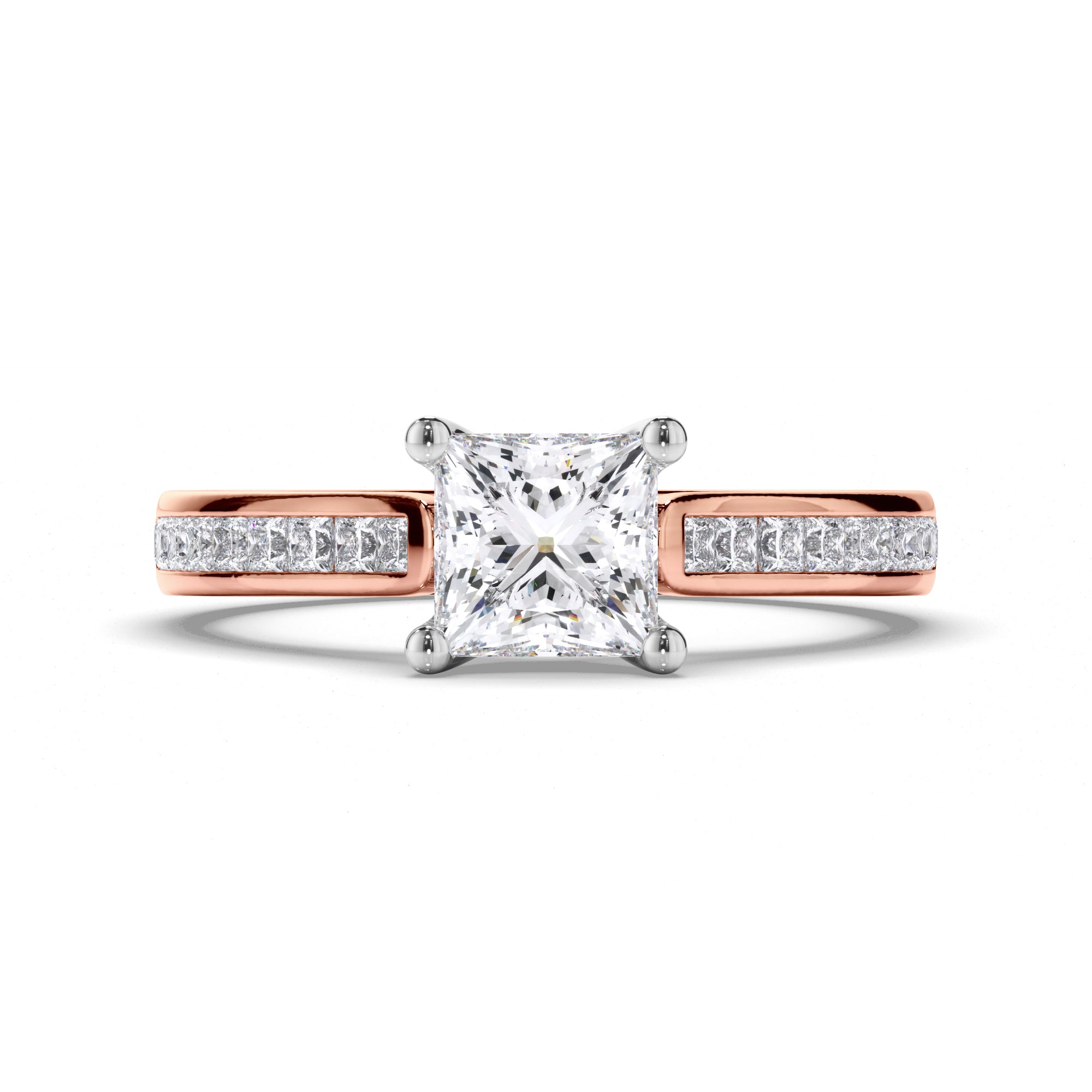 Princess Cut Diamond Engagement Ring with Channel Set Band