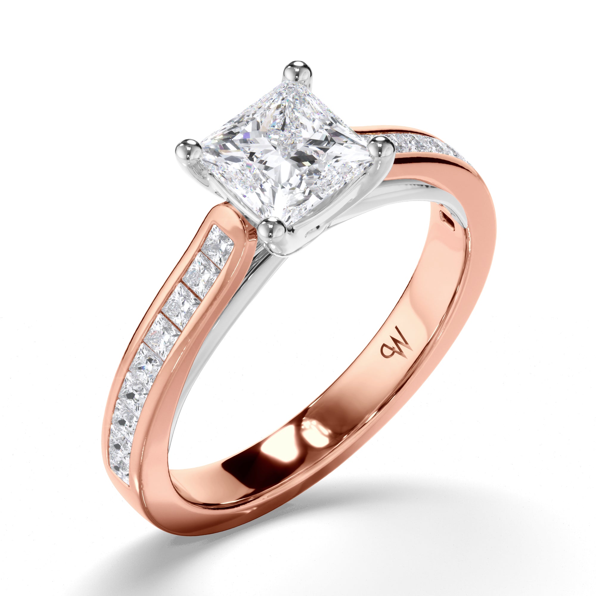 Princess Cut Diamond Engagement Ring with Channel Set Band