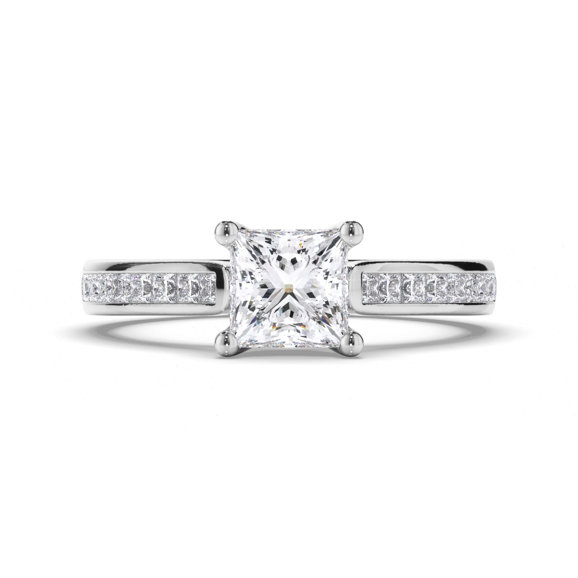 Princess Cut Diamond Engagement Ring with Channel Set Band