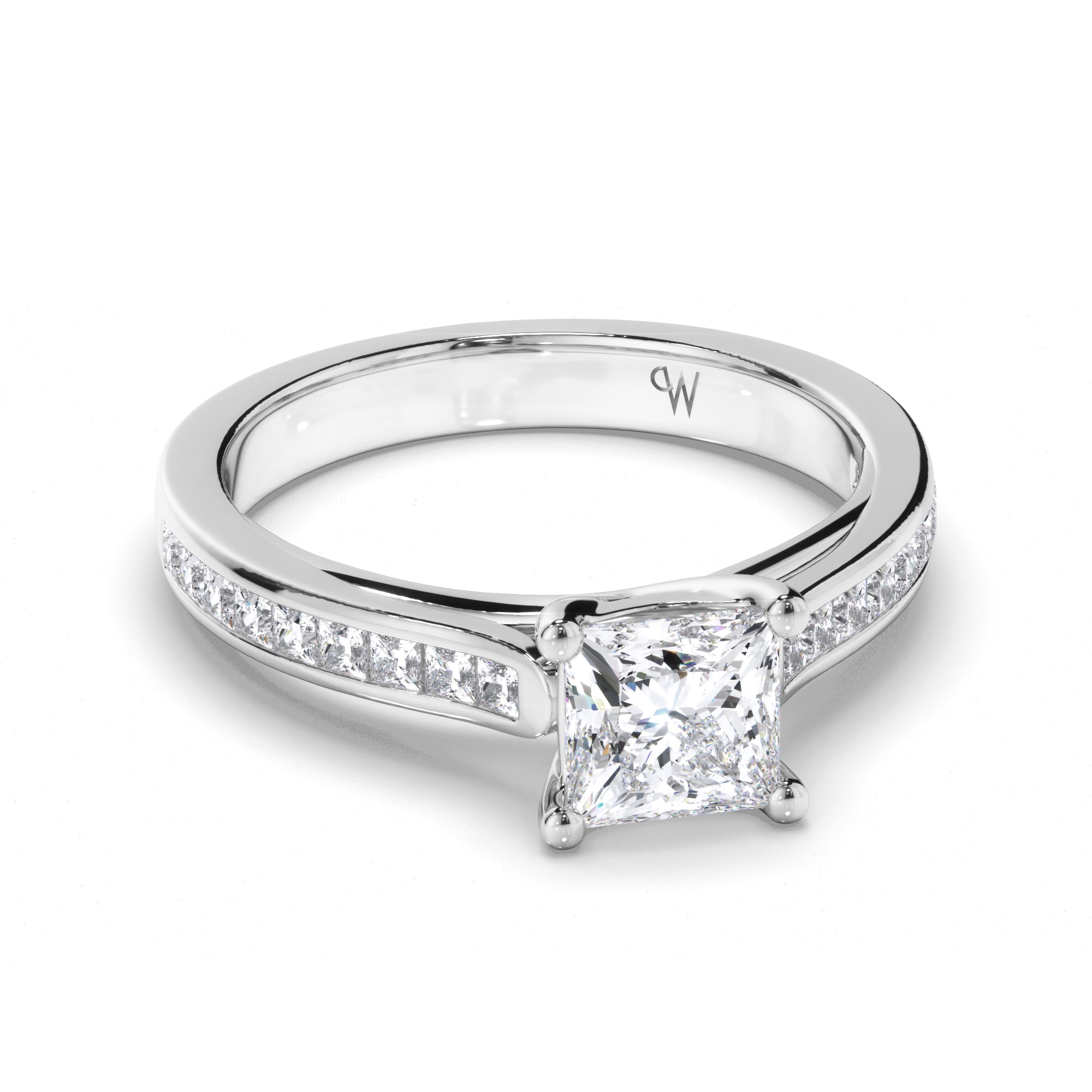 Princess Cut Diamond Engagement Ring with Channel Set Band