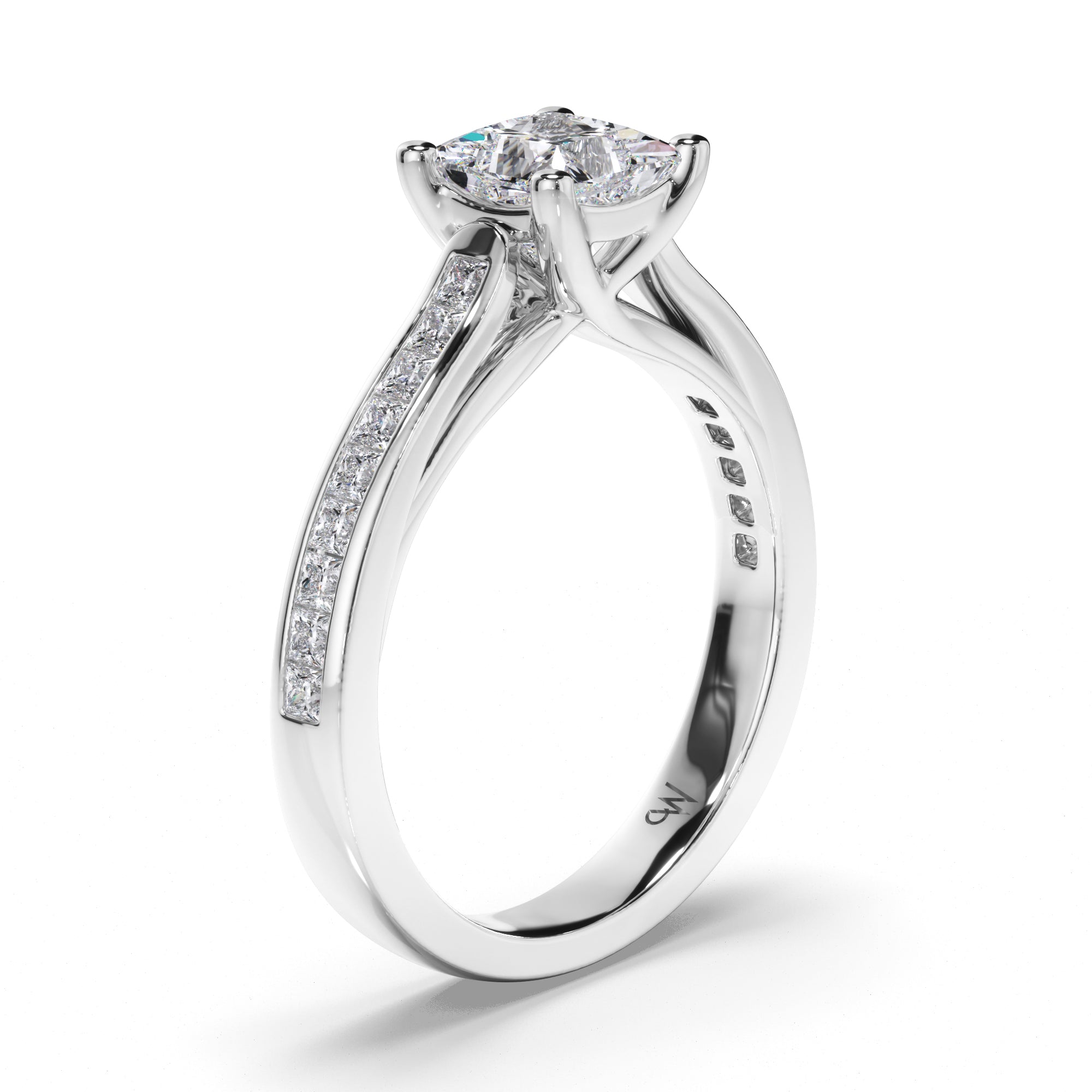 Princess Cut Diamond Engagement Ring with Channel Set Band