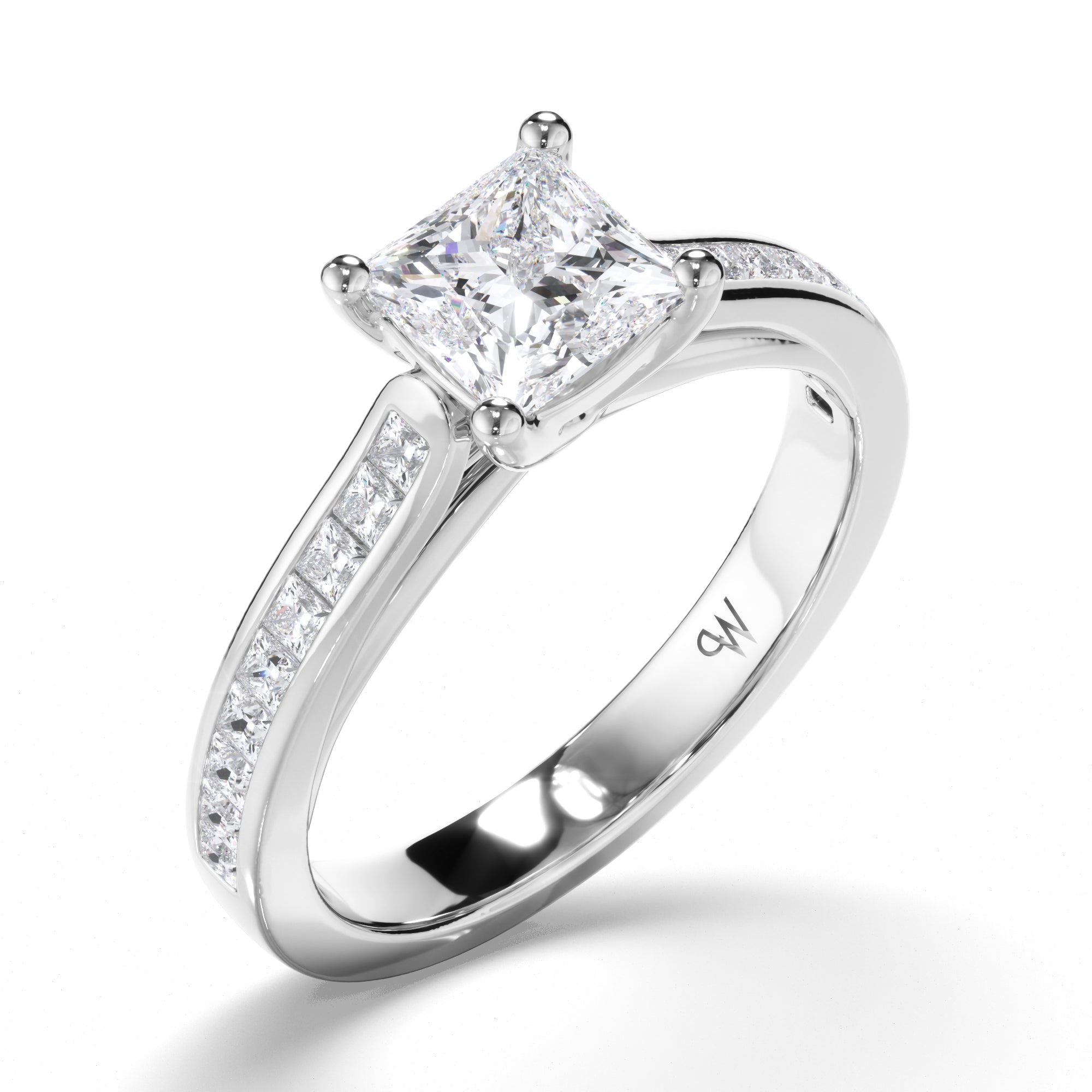 Princess Cut Diamond Engagement Ring with Channel Set Band