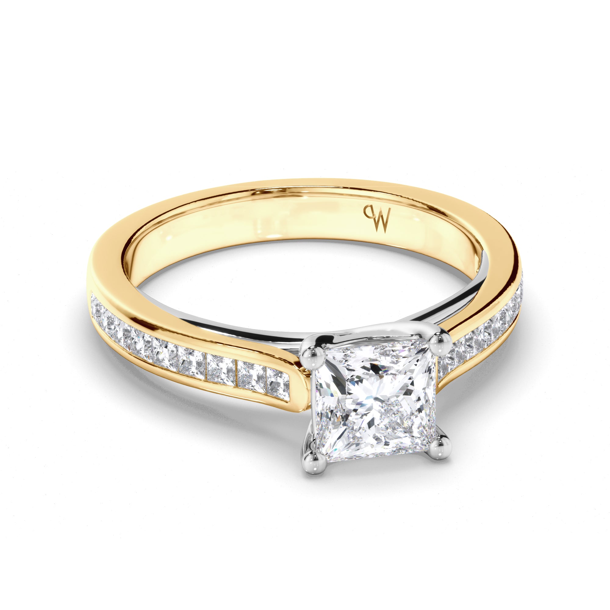 Princess Cut Diamond Engagement Ring with Channel Set Band