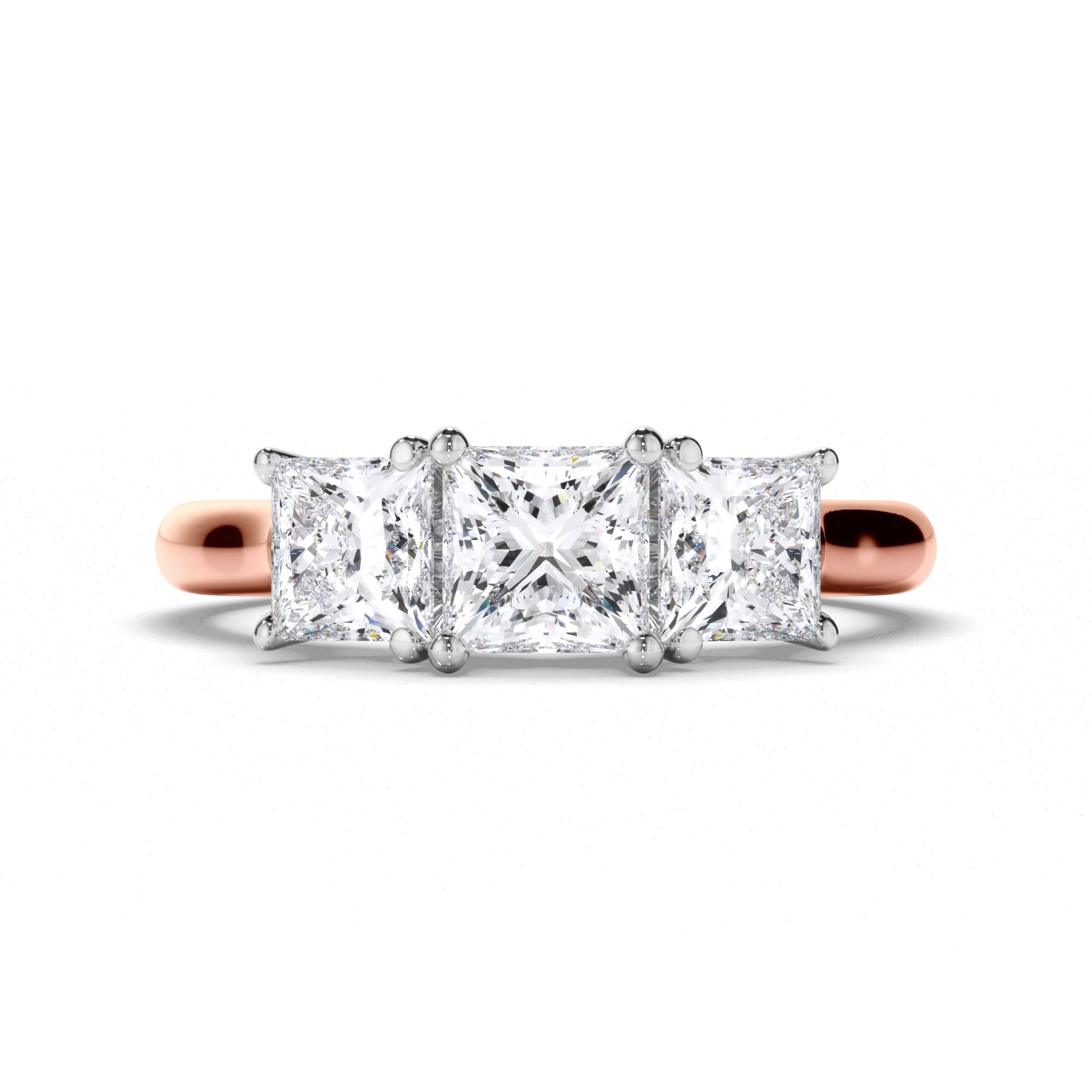 Princess Cut Diamond Trilogy Engagement Ring
