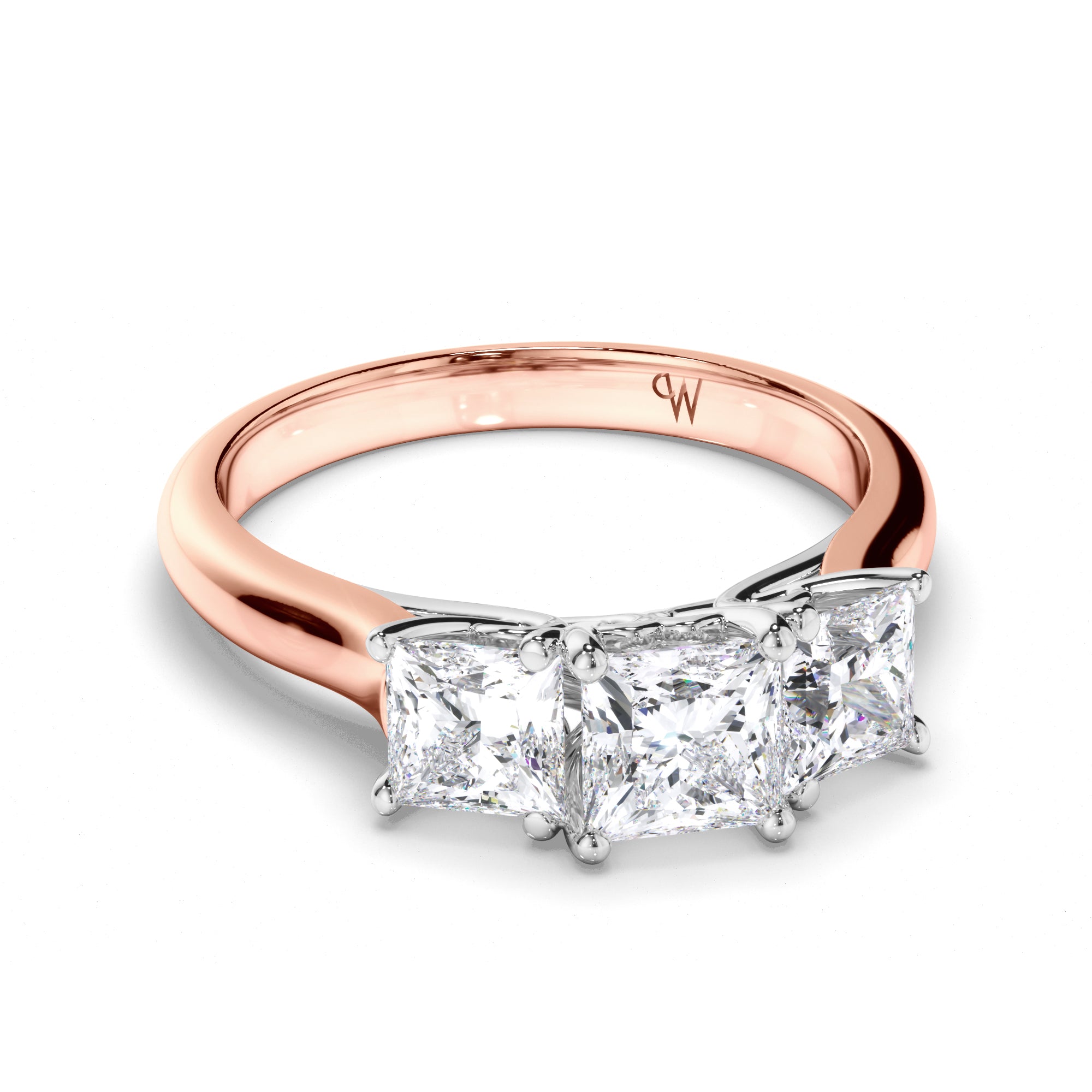 Princess Cut Diamond Trilogy Engagement Ring