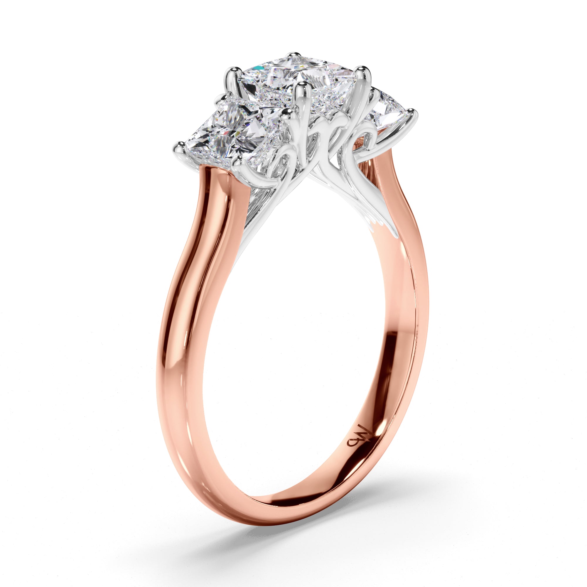 Princess Cut Diamond Trilogy Engagement Ring