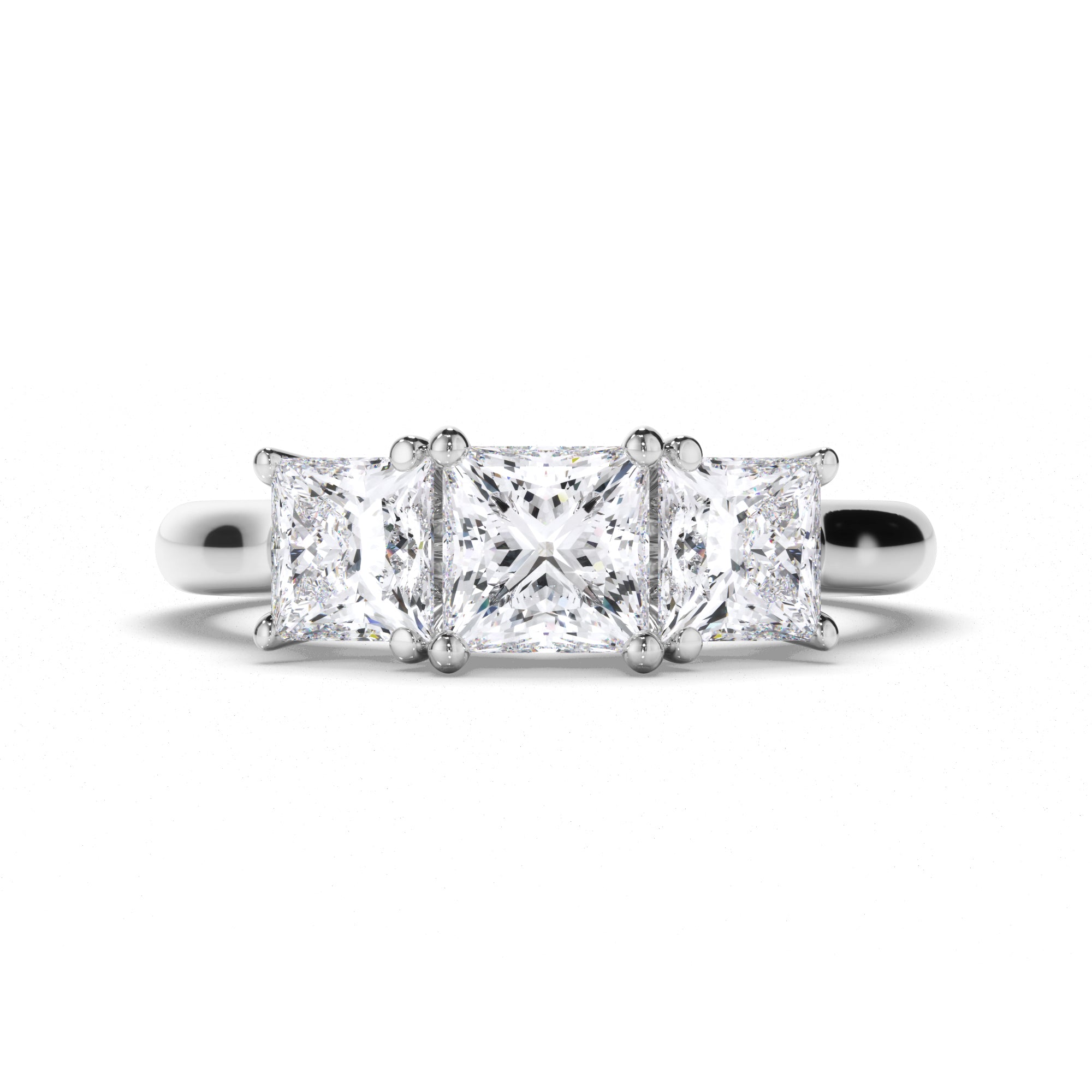 Princess Cut Diamond Trilogy Engagement Ring
