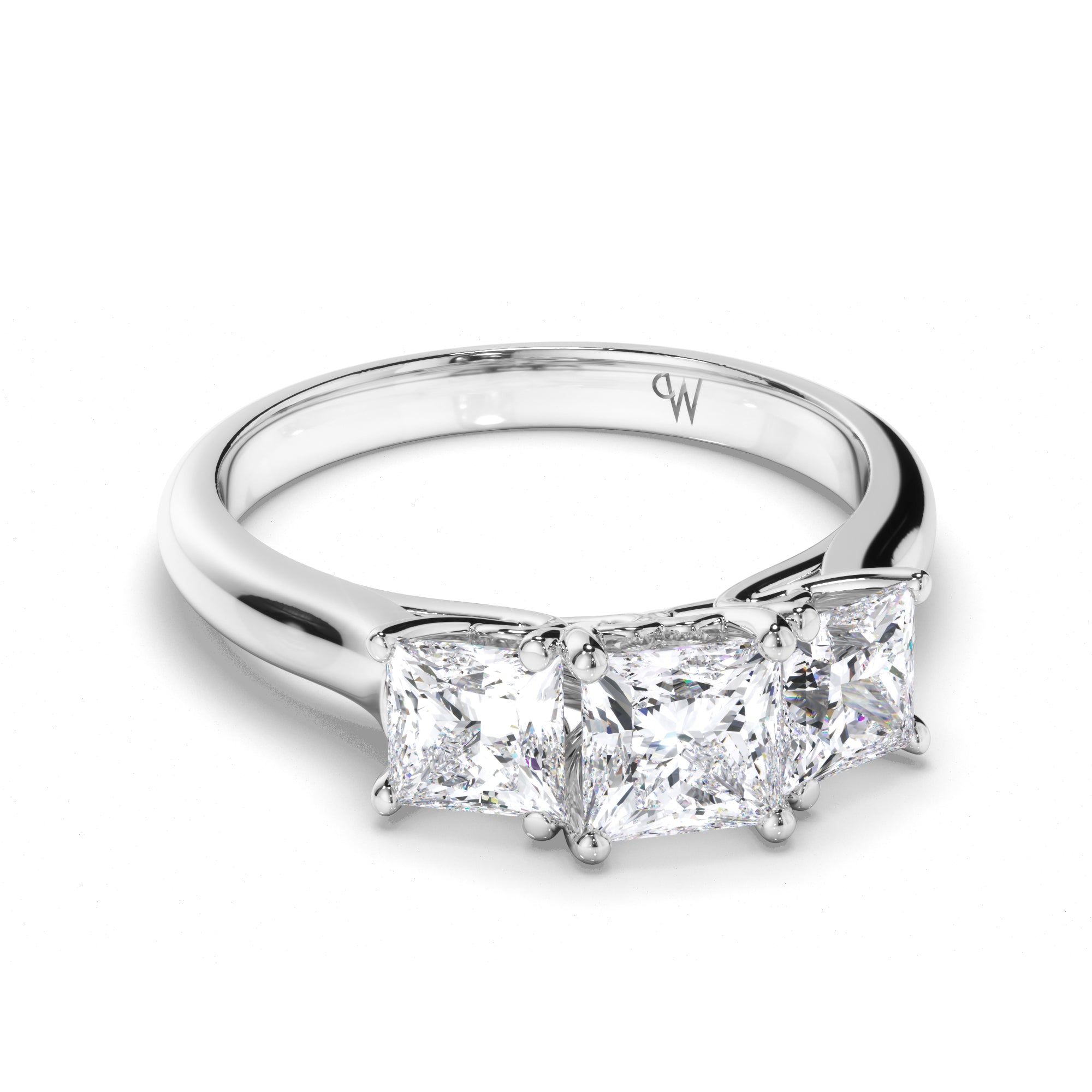 Princess Cut Diamond Trilogy Engagement Ring