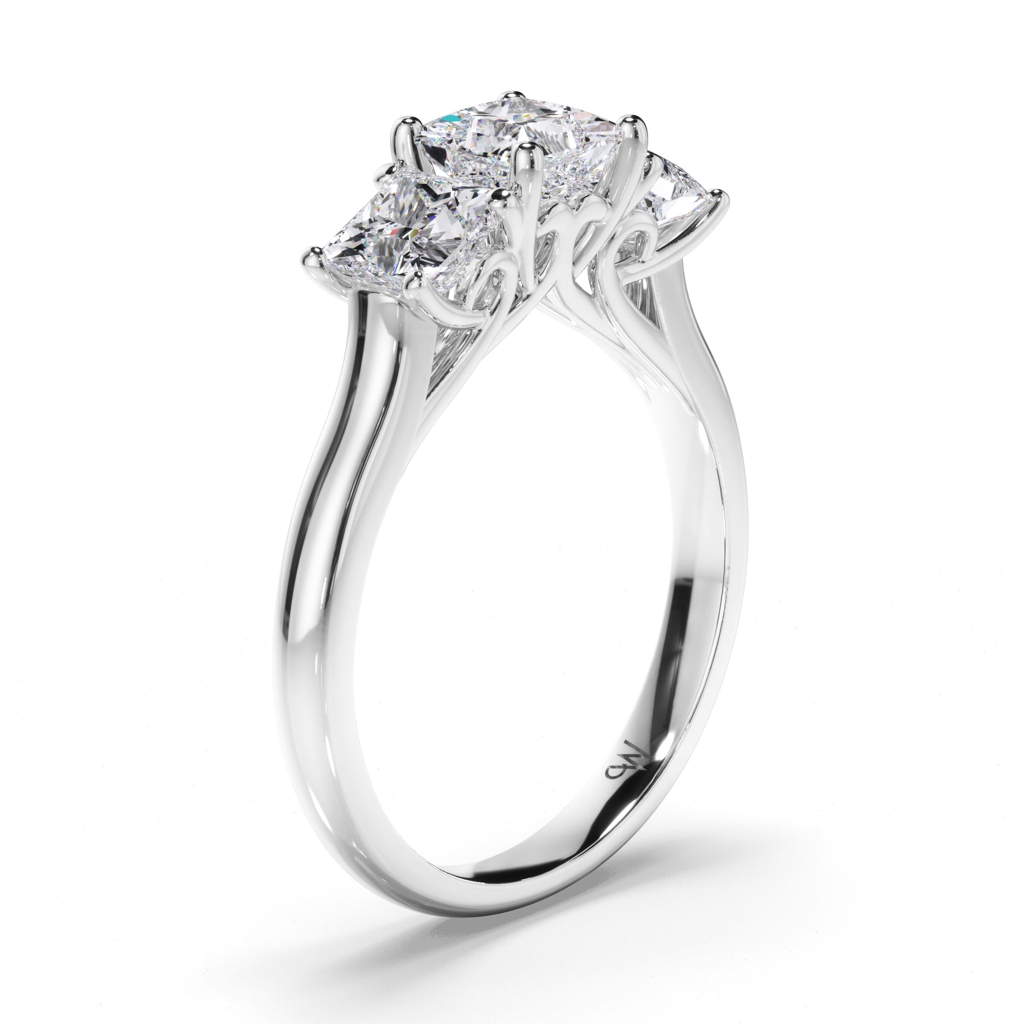 Princess Cut Diamond Trilogy Engagement Ring