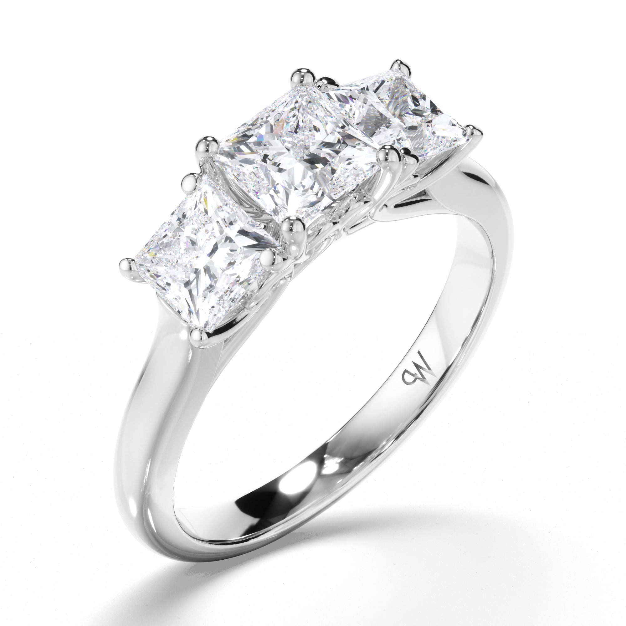 Princess Cut Diamond Trilogy Engagement Ring