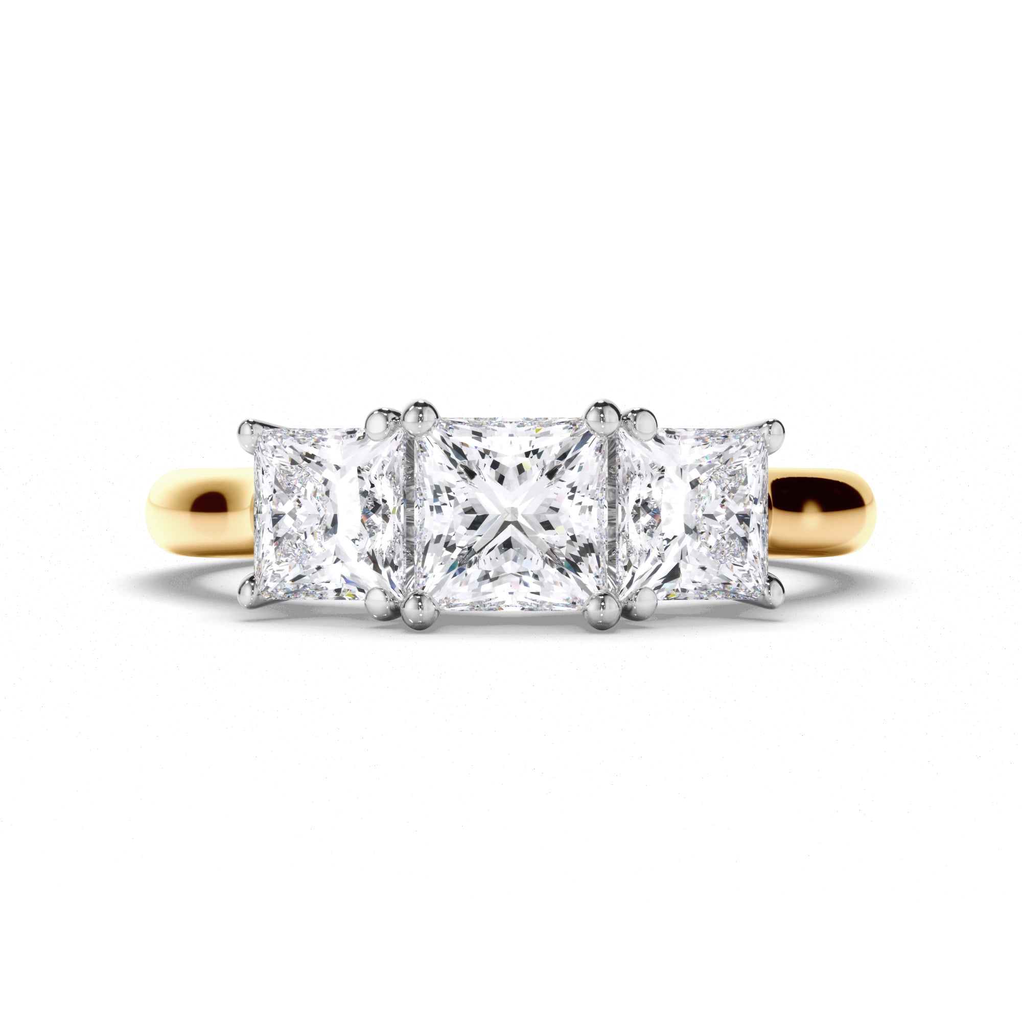 Princess Cut Diamond Trilogy Engagement Ring