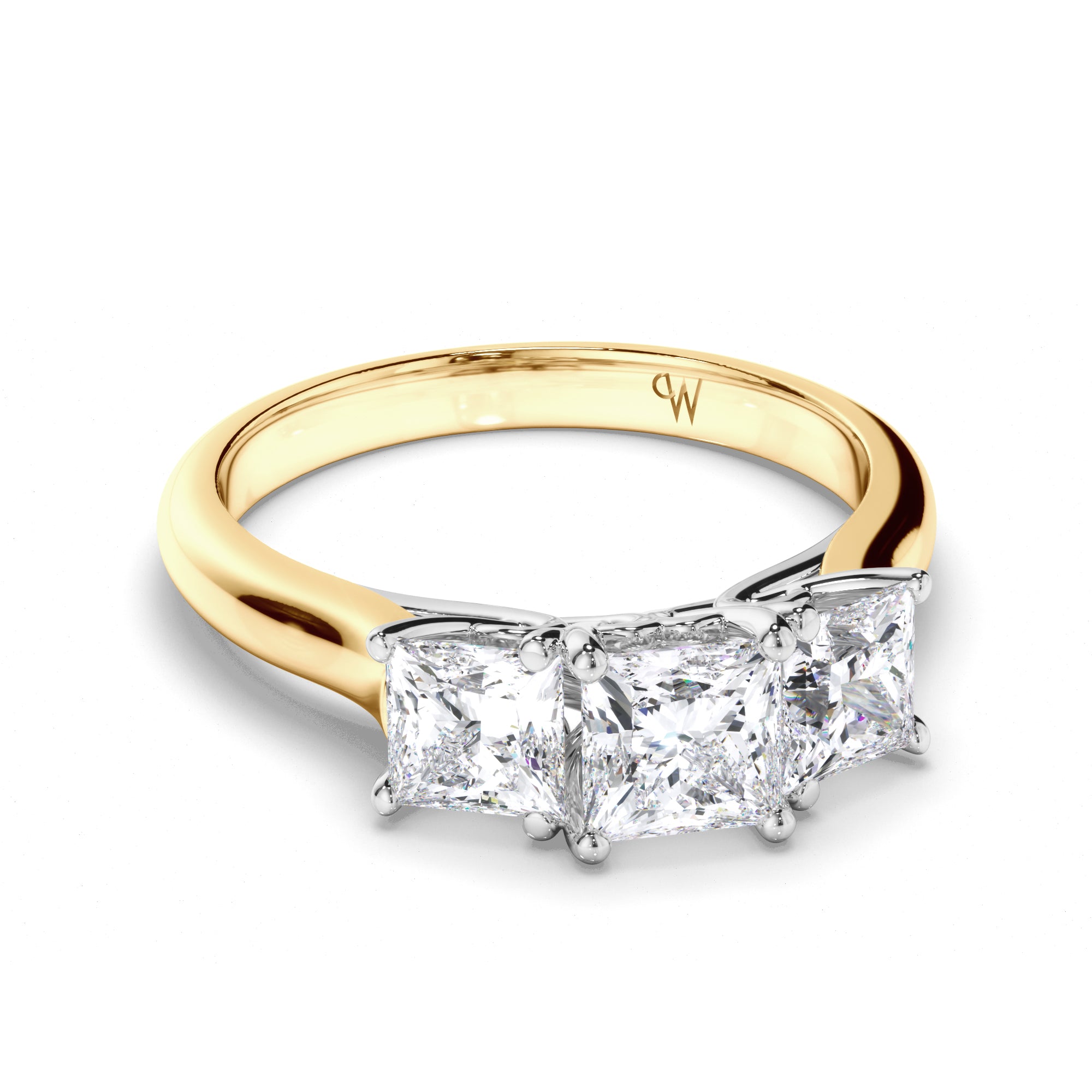 Princess Cut Diamond Trilogy Engagement Ring