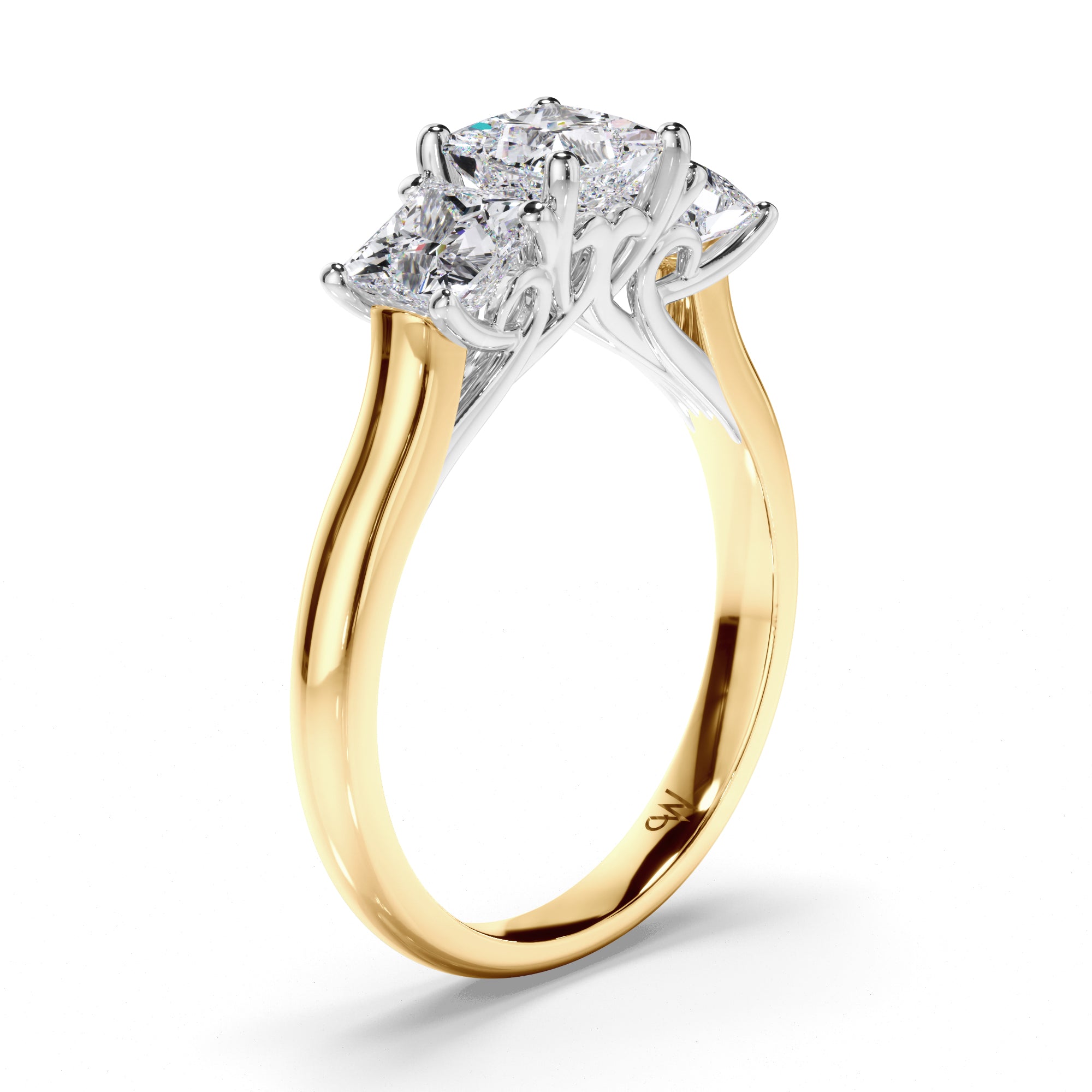 Princess Cut Diamond Trilogy Engagement Ring