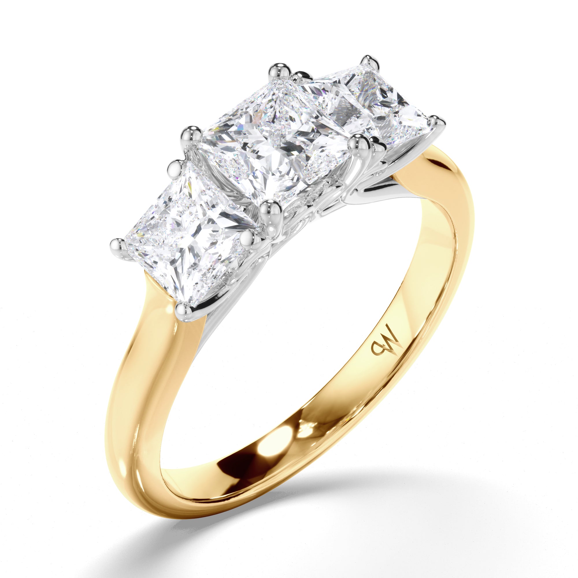 Princess Cut Diamond Trilogy Engagement Ring